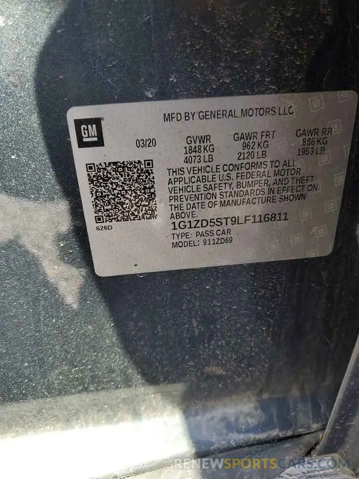 12 Photograph of a damaged car 1G1ZD5ST9LF116811 CHEVROLET MALIBU 2020