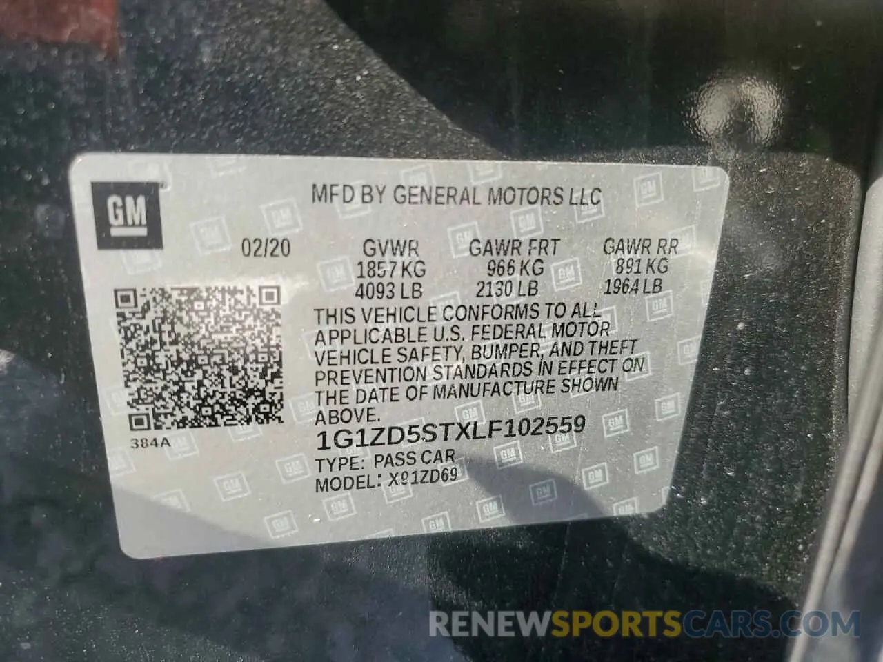 14 Photograph of a damaged car 1G1ZD5STXLF102559 CHEVROLET MALIBU 2020