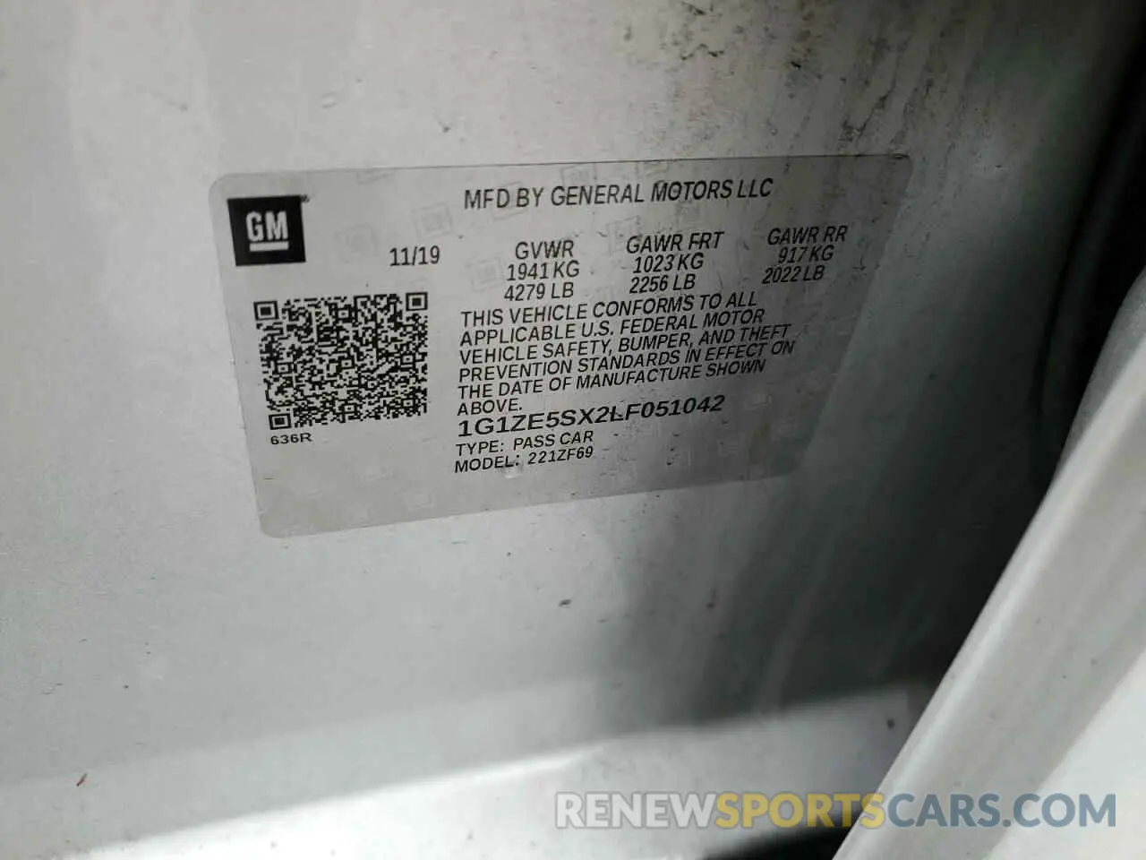 12 Фотография поврежденного автомобиля 1G1ZE5SX2LF051042 CHEVROLET MALIBU 2020