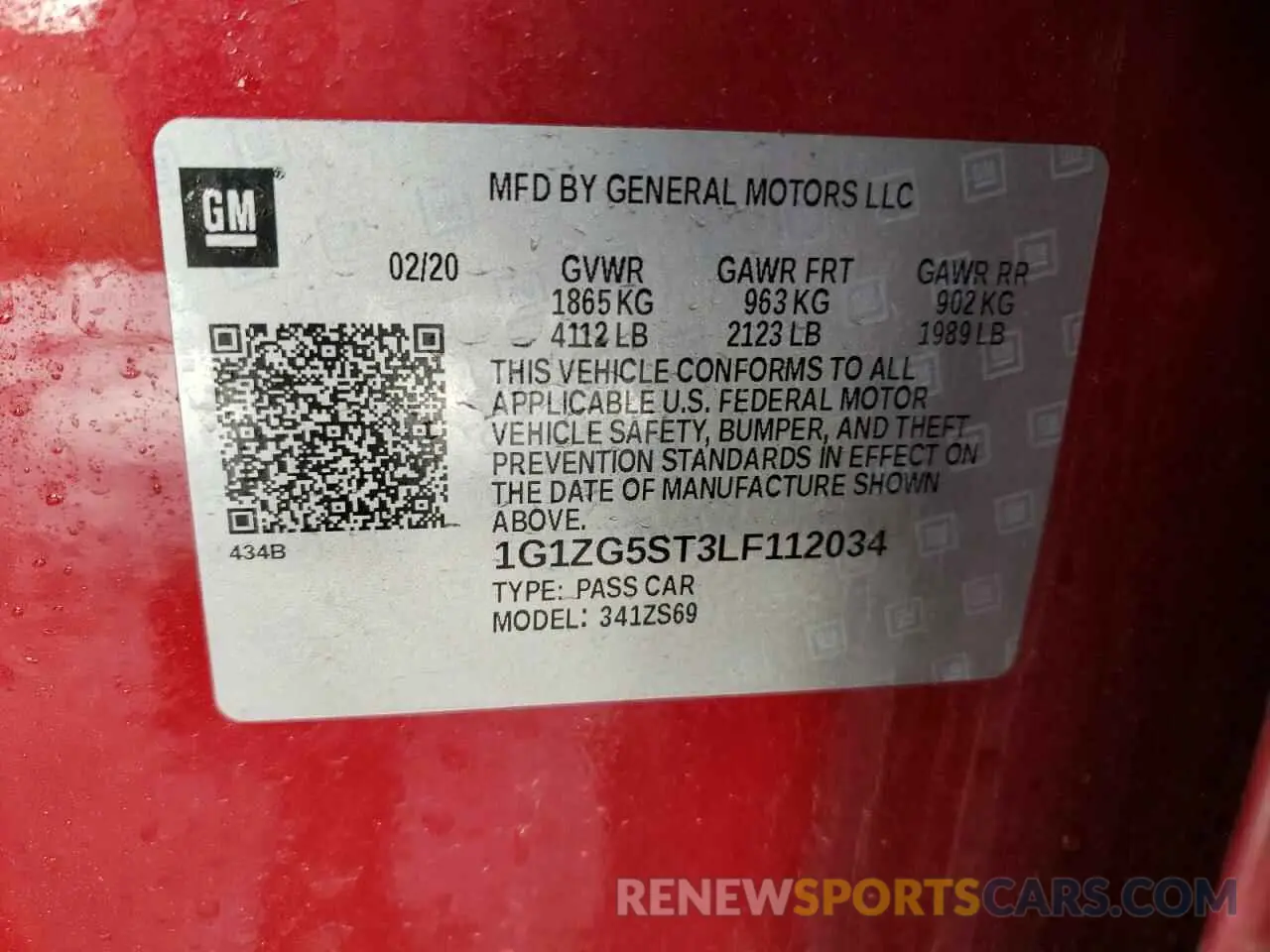 12 Фотография поврежденного автомобиля 1G1ZG5ST3LF112034 CHEVROLET MALIBU 2020
