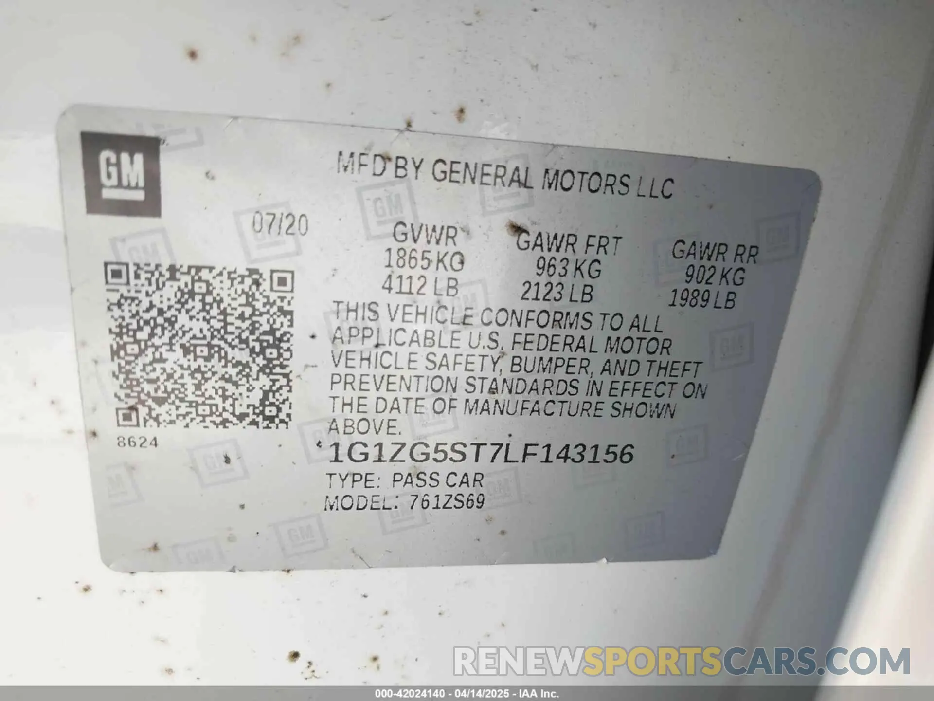 9 Фотография поврежденного автомобиля 1G1ZG5ST7LF143156 CHEVROLET MALIBU 2020