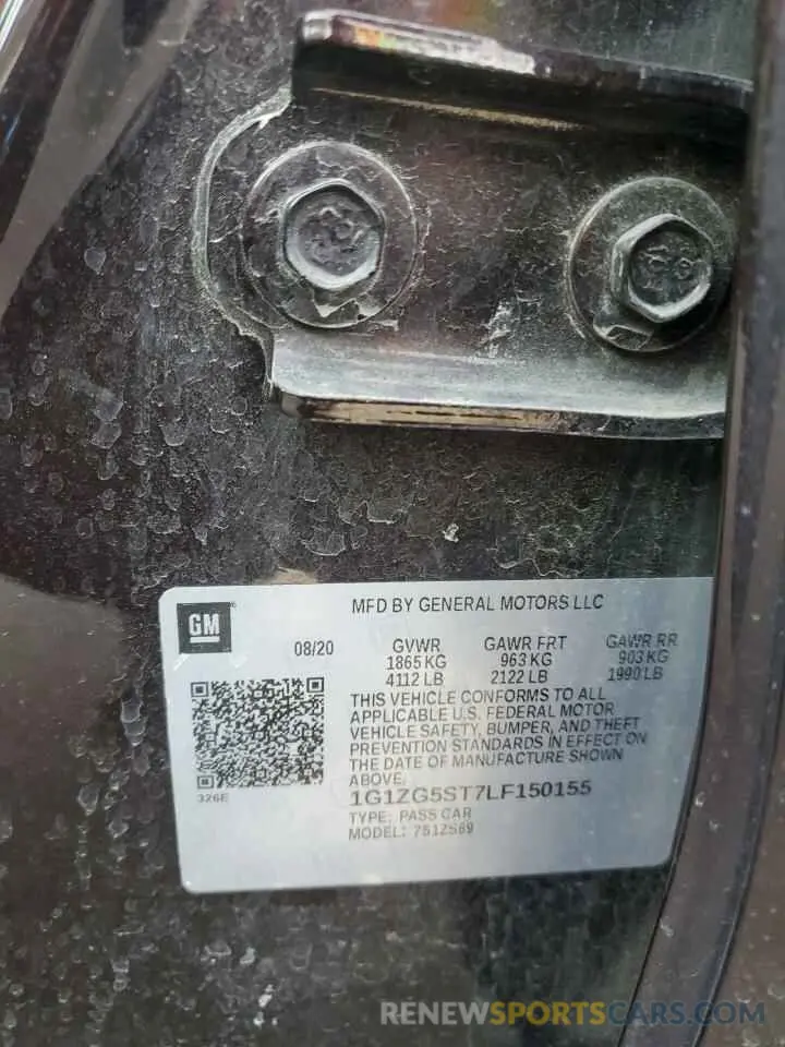 14 Photograph of a damaged car 1G1ZG5ST7LF150155 CHEVROLET MALIBU 2020