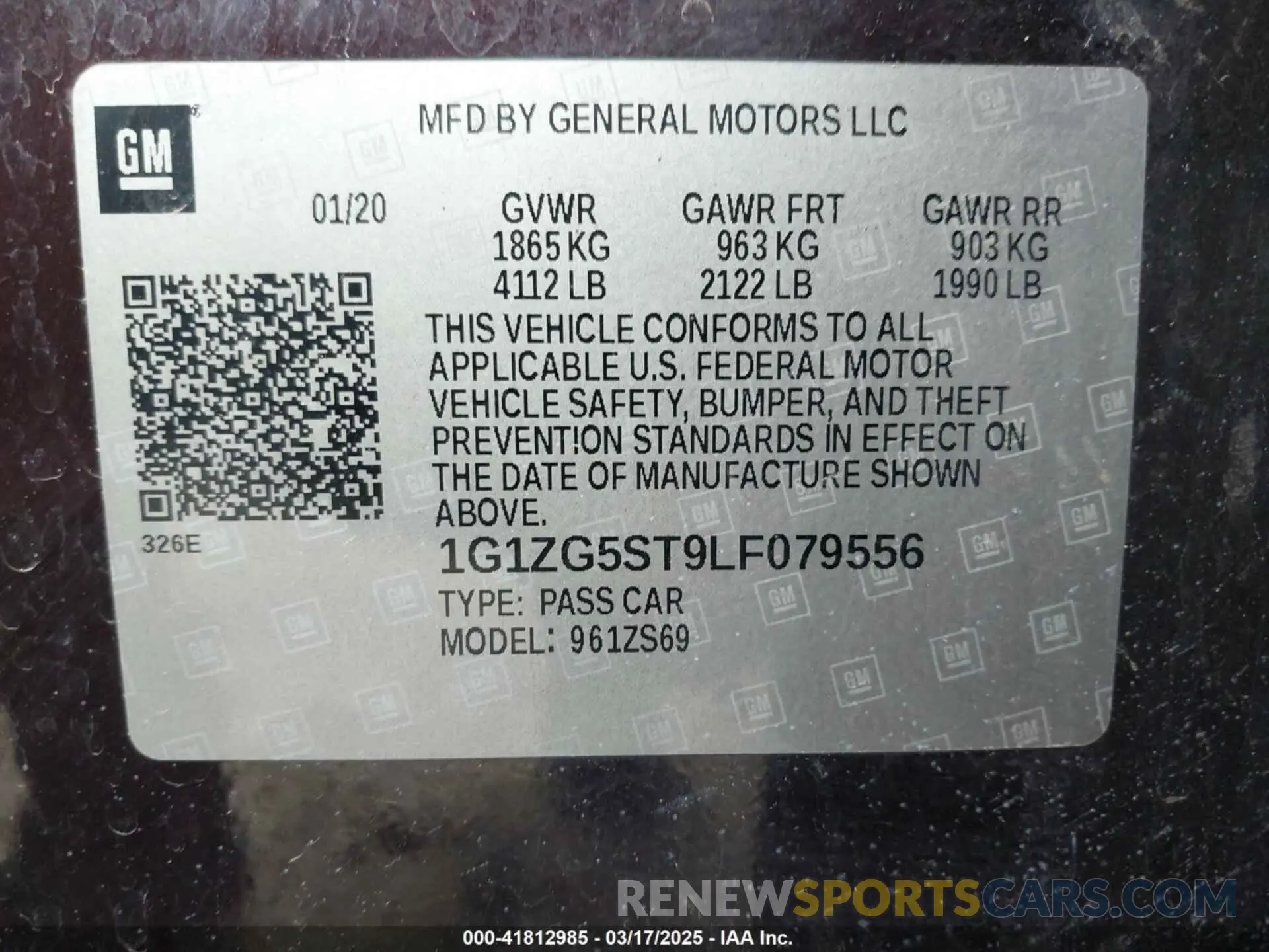 9 Photograph of a damaged car 1G1ZG5ST9LF079556 CHEVROLET MALIBU 2020