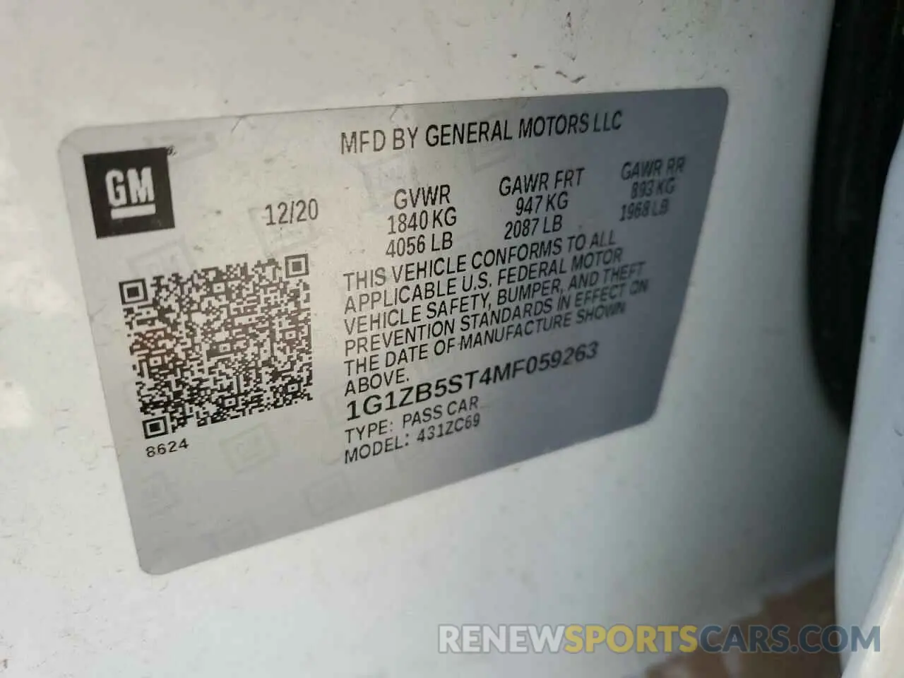 12 Фотография поврежденного автомобиля 1G1ZB5ST4MF059263 CHEVROLET MALIBU 2021