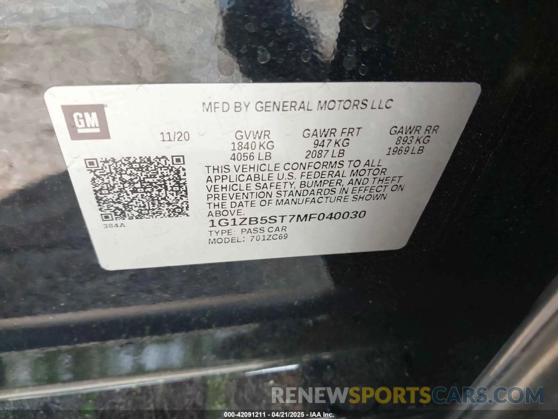 9 Photograph of a damaged car 1G1ZB5ST7MF040030 CHEVROLET MALIBU 2021