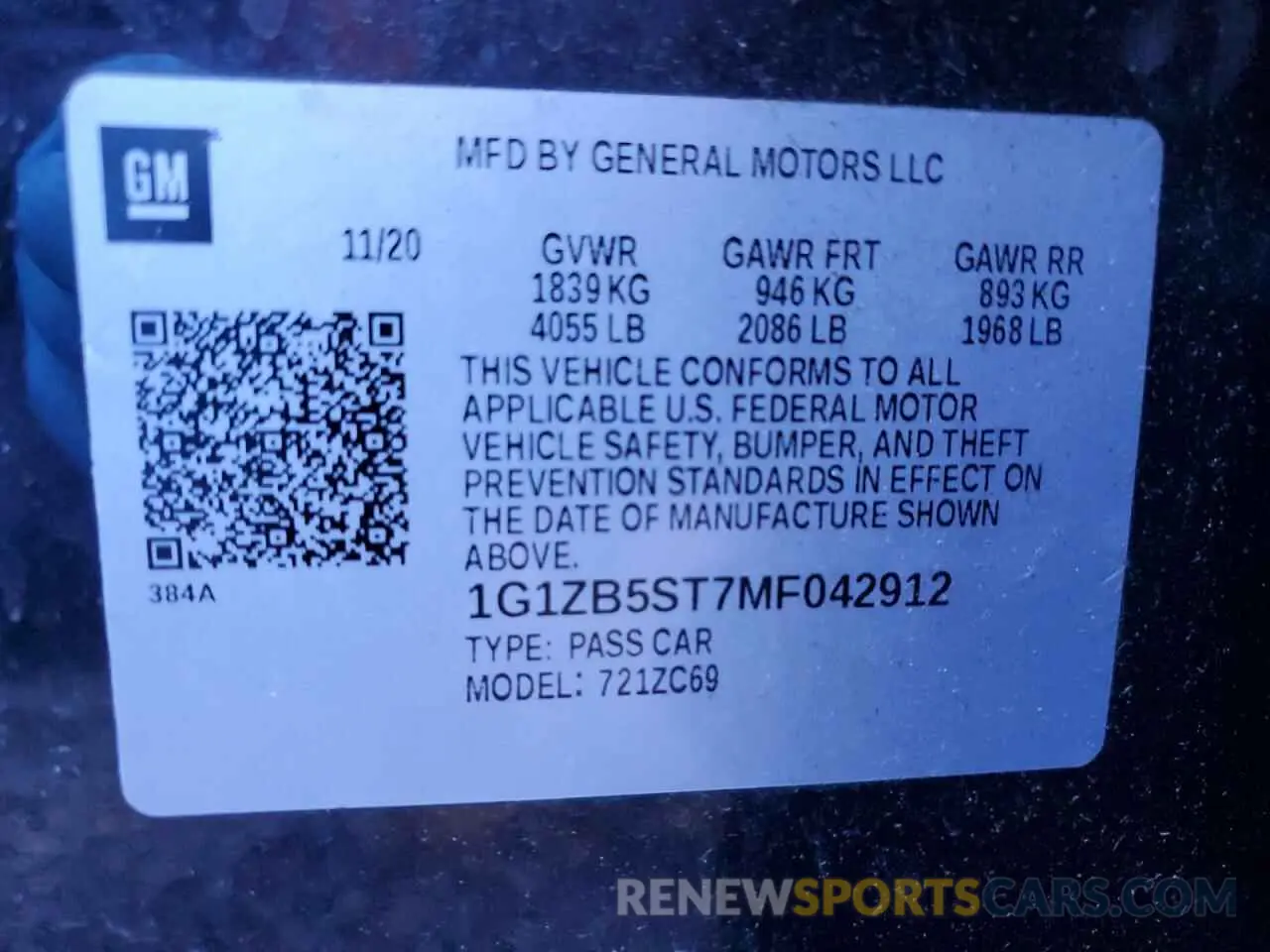 12 Фотография поврежденного автомобиля 1G1ZB5ST7MF042912 CHEVROLET MALIBU 2021