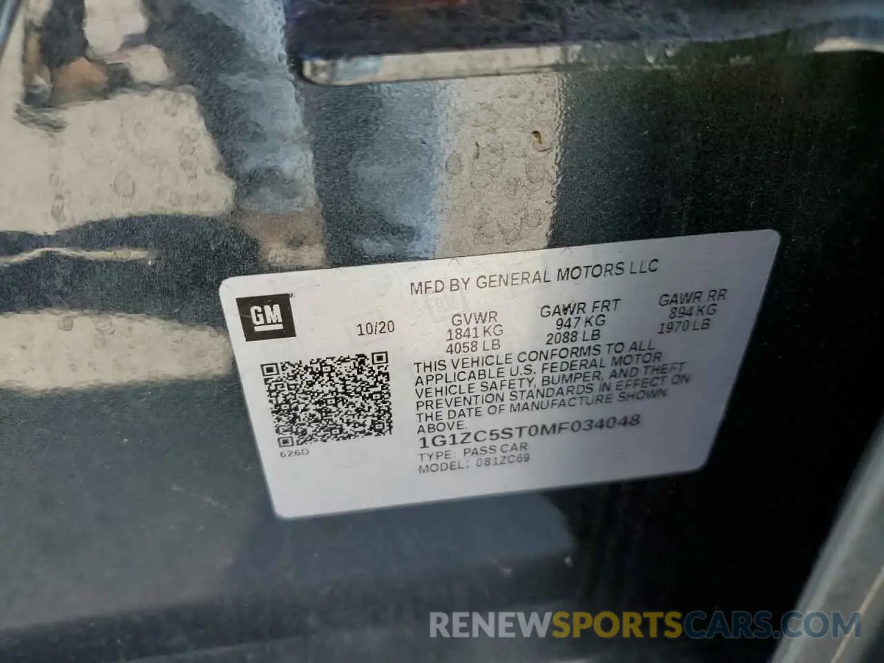 12 Photograph of a damaged car 1G1ZC5ST0MF034048 CHEVROLET MALIBU 2021