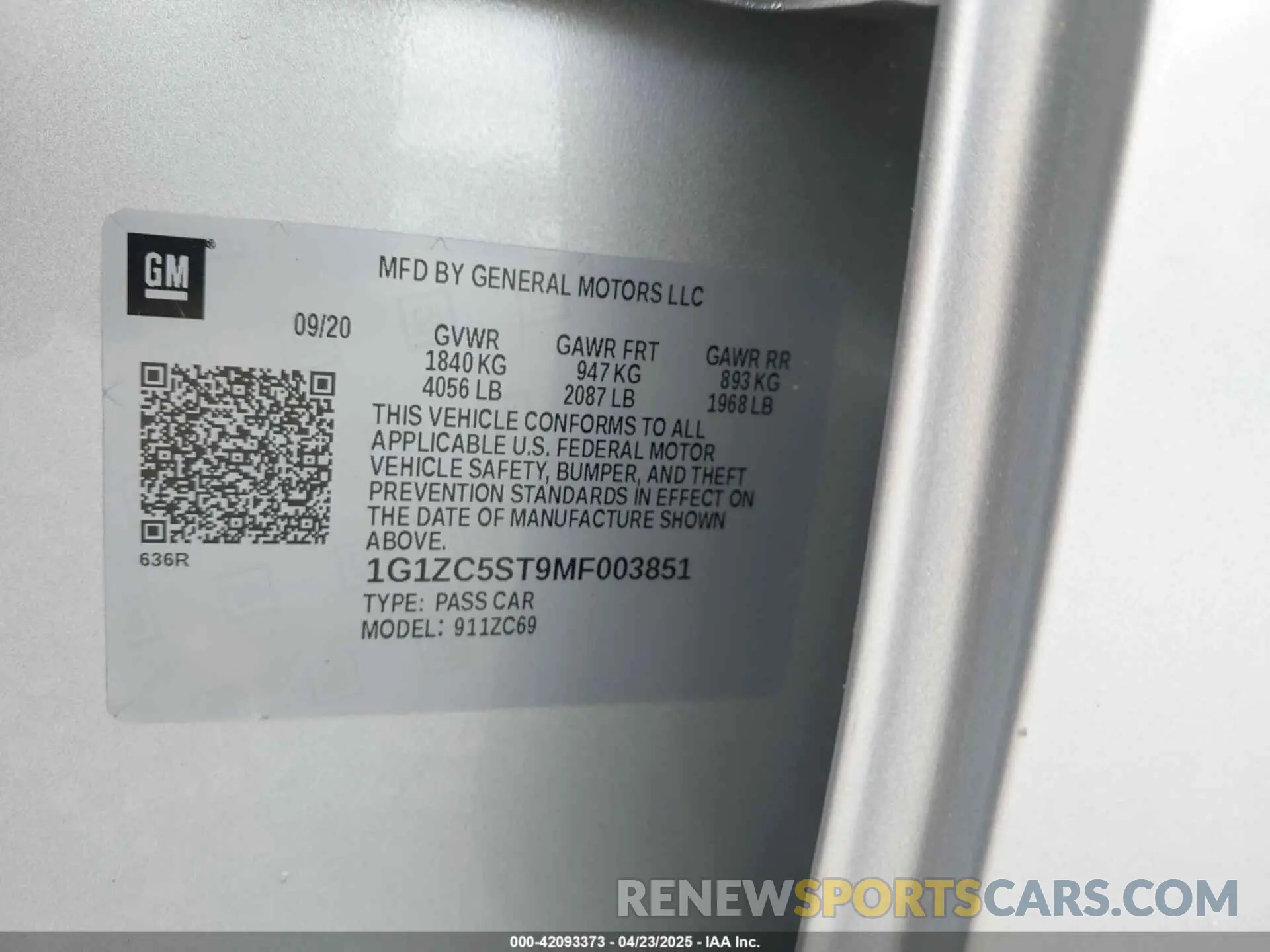 9 Фотография поврежденного автомобиля 1G1ZC5ST9MF003851 CHEVROLET MALIBU 2021