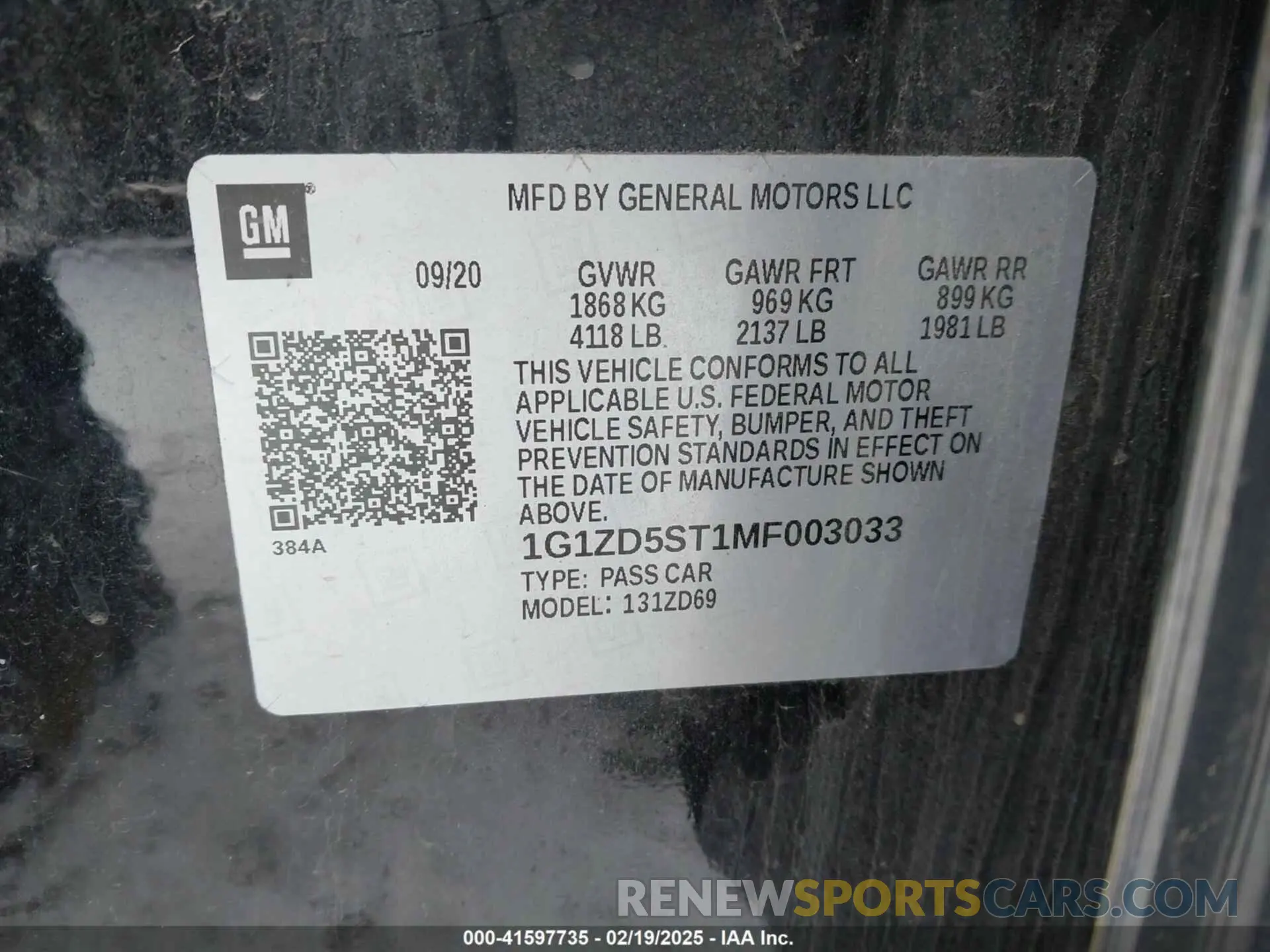 9 Фотография поврежденного автомобиля 1G1ZD5ST1MF003033 CHEVROLET MALIBU 2021
