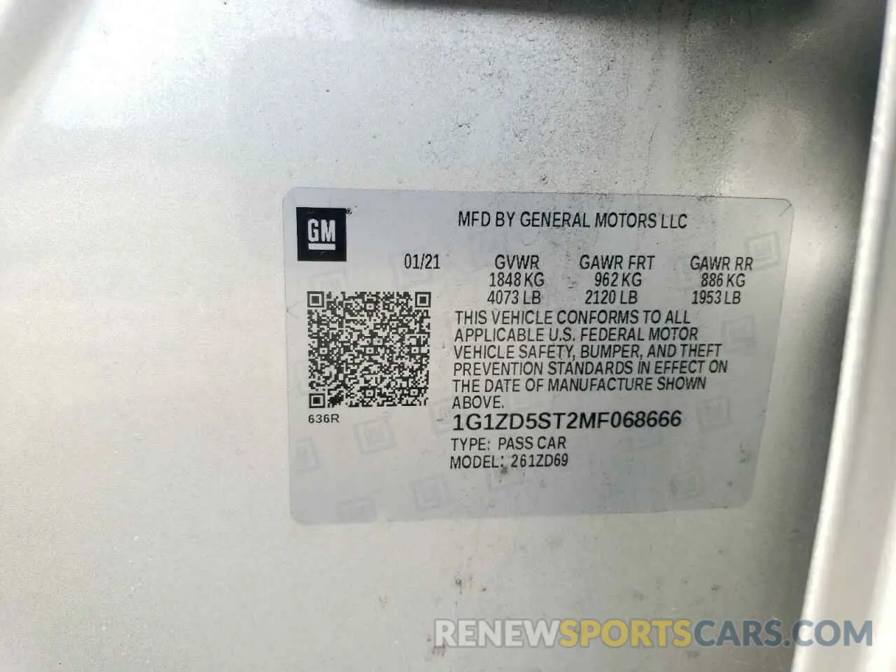 12 Photograph of a damaged car 1G1ZD5ST2MF068666 CHEVROLET MALIBU 2021