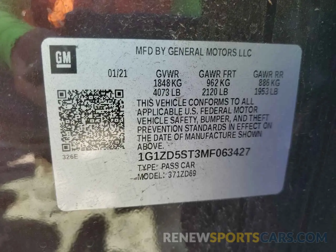 13 Фотография поврежденного автомобиля 1G1ZD5ST3MF063427 CHEVROLET MALIBU 2021