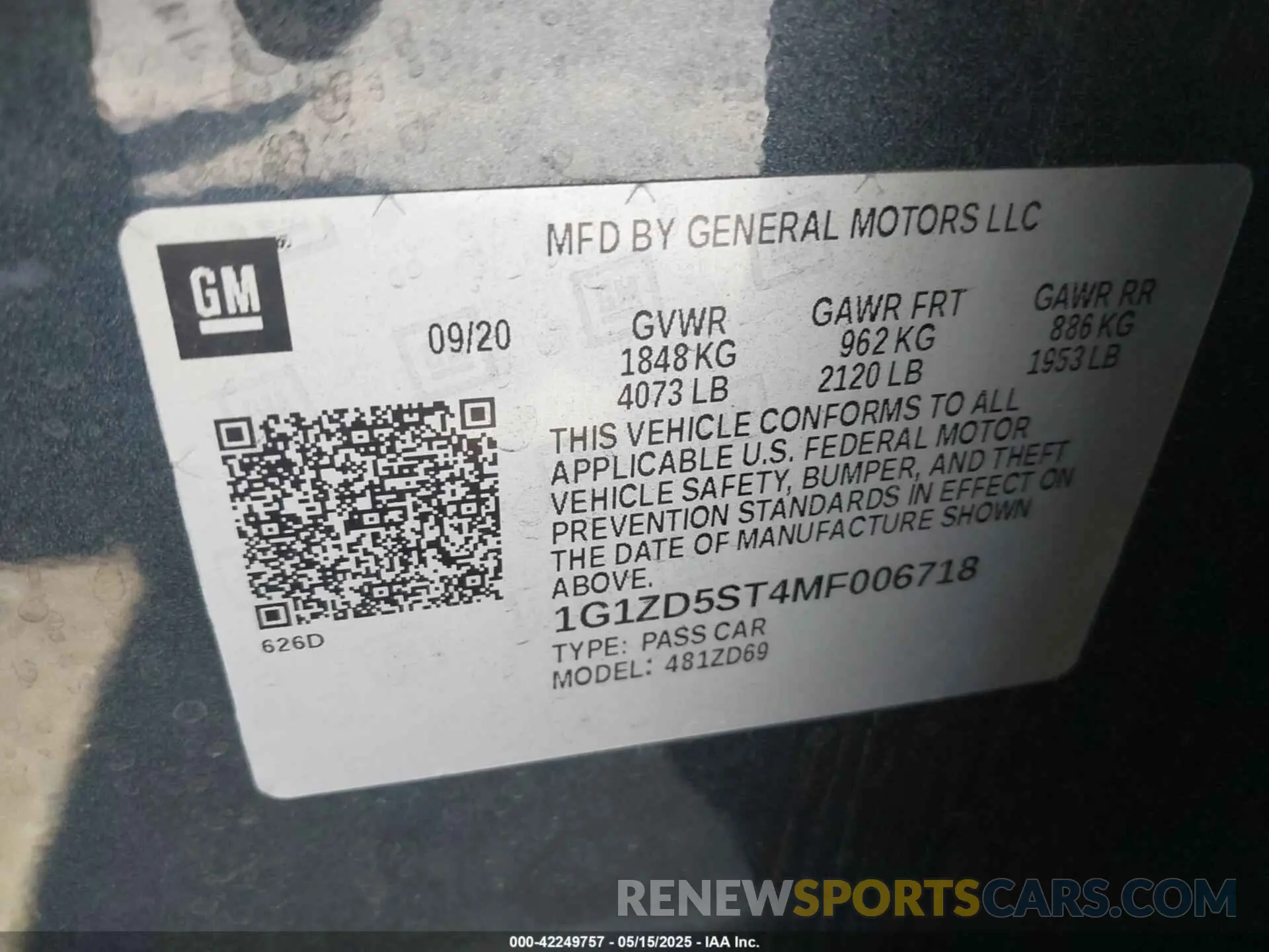 9 Photograph of a damaged car 1G1ZD5ST4MF006718 CHEVROLET MALIBU 2021