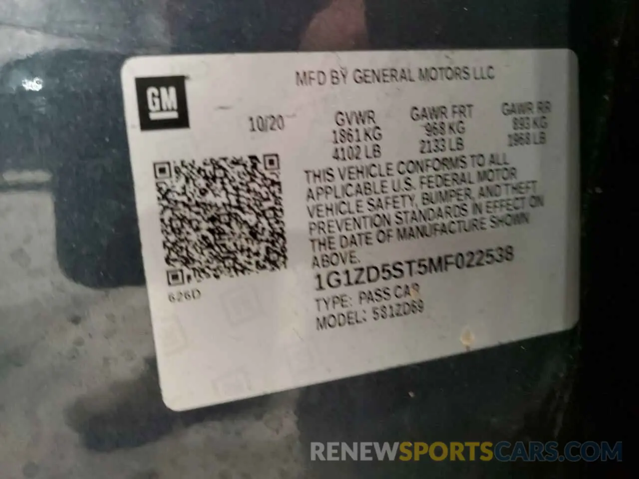 12 Photograph of a damaged car 1G1ZD5ST5MF022538 CHEVROLET MALIBU 2021