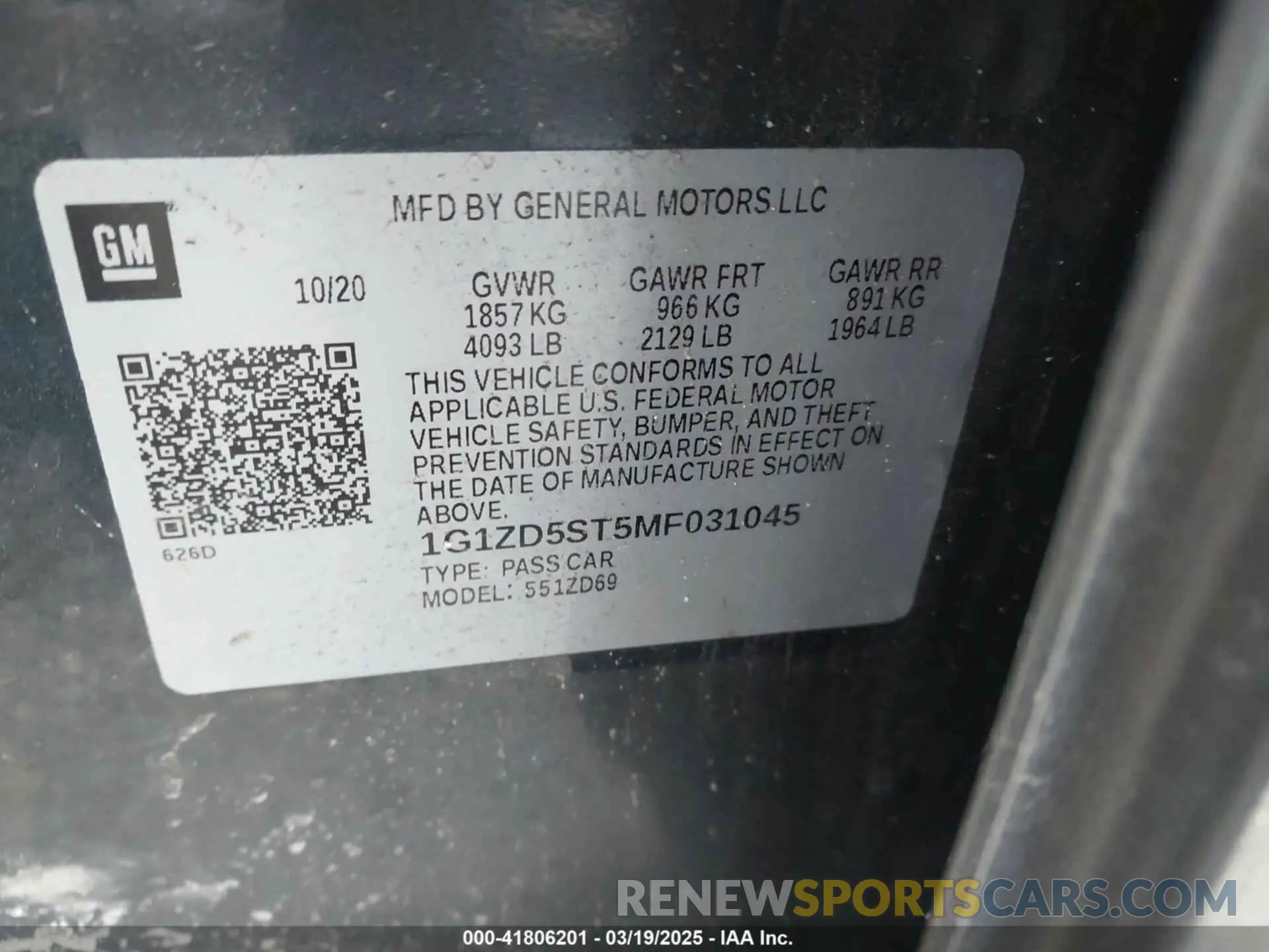 9 Photograph of a damaged car 1G1ZD5ST5MF031045 CHEVROLET MALIBU 2021