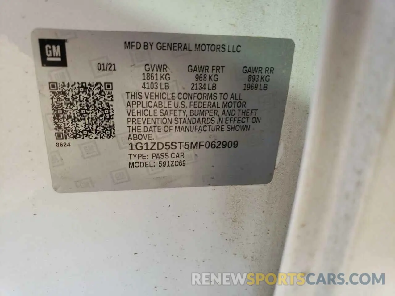 14 Фотография поврежденного автомобиля 1G1ZD5ST5MF062909 CHEVROLET MALIBU 2021