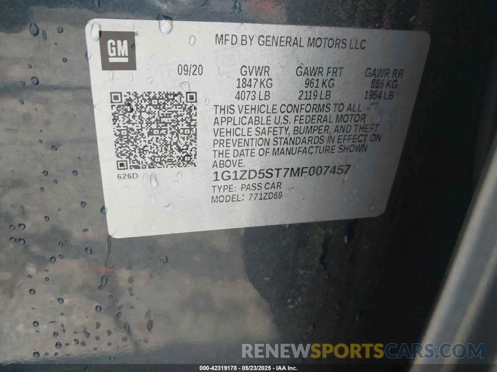 9 Фотография поврежденного автомобиля 1G1ZD5ST7MF007457 CHEVROLET MALIBU 2021