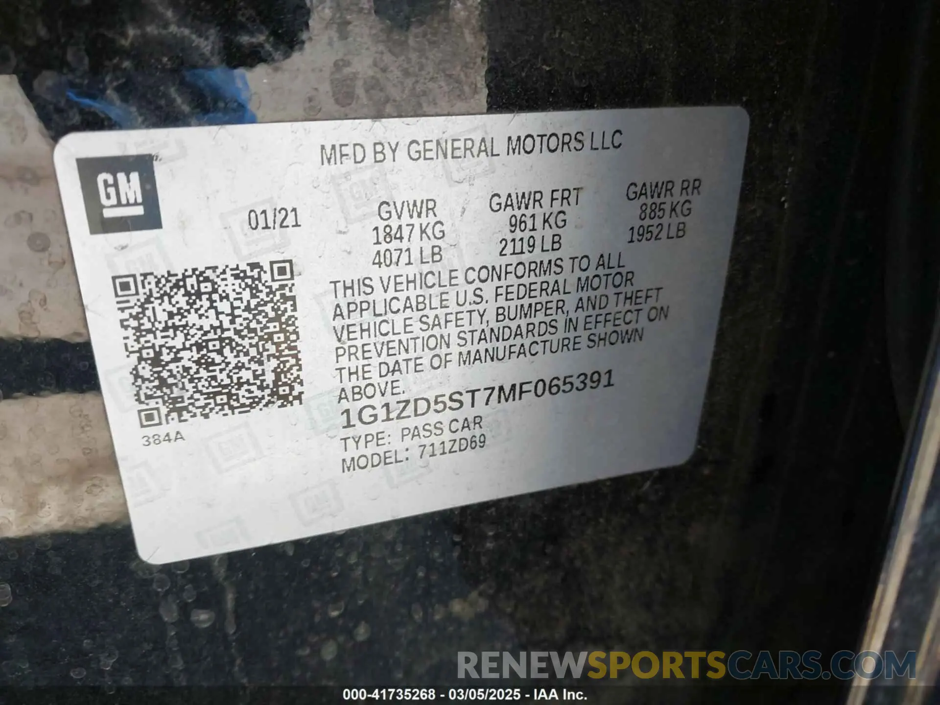 9 Фотография поврежденного автомобиля 1G1ZD5ST7MF065391 CHEVROLET MALIBU 2021