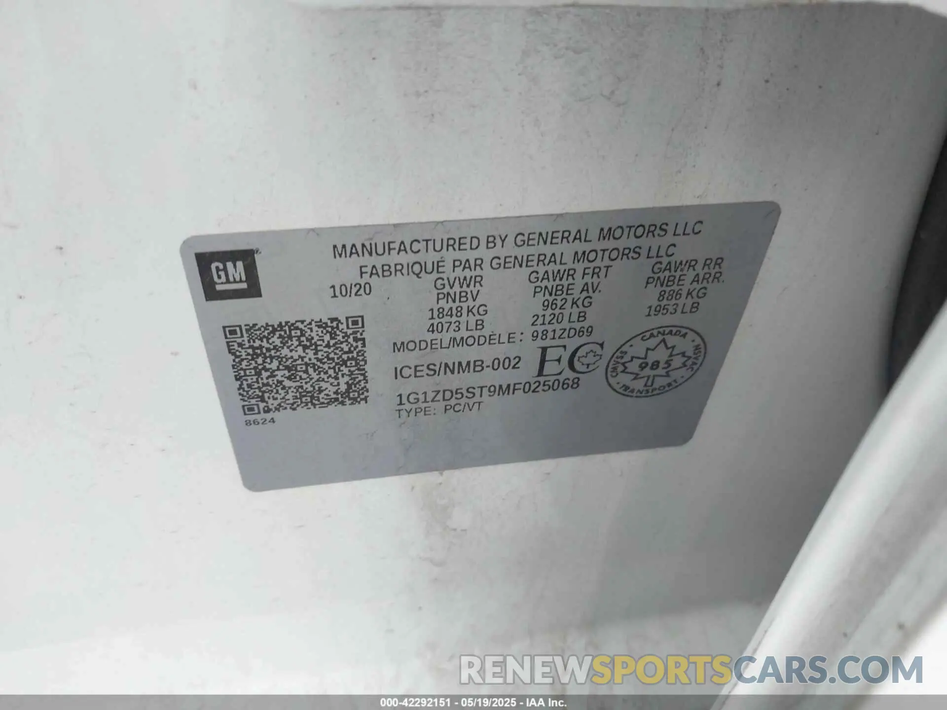 9 Photograph of a damaged car 1G1ZD5ST9MF025068 CHEVROLET MALIBU 2021