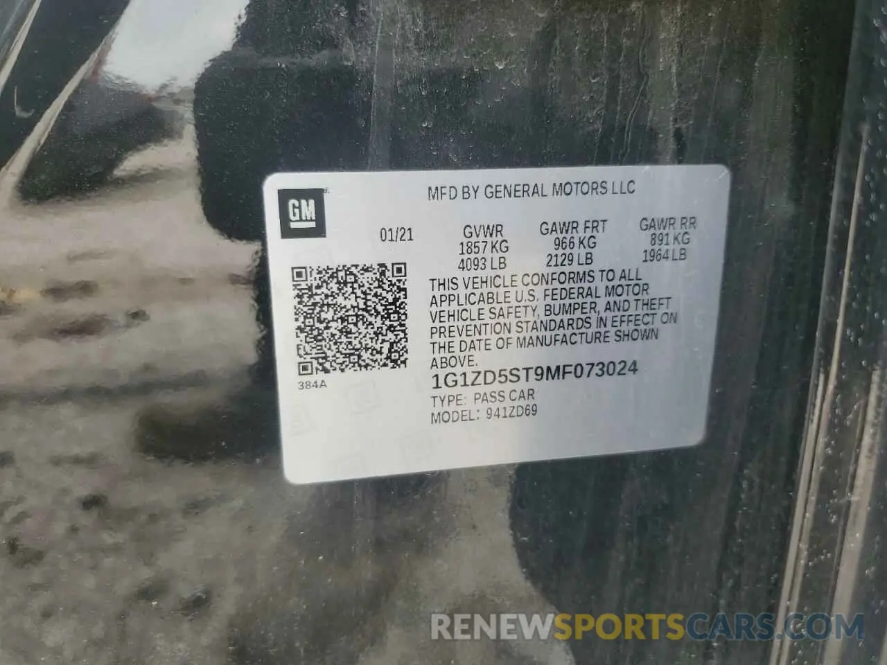 12 Фотография поврежденного автомобиля 1G1ZD5ST9MF073024 CHEVROLET MALIBU 2021