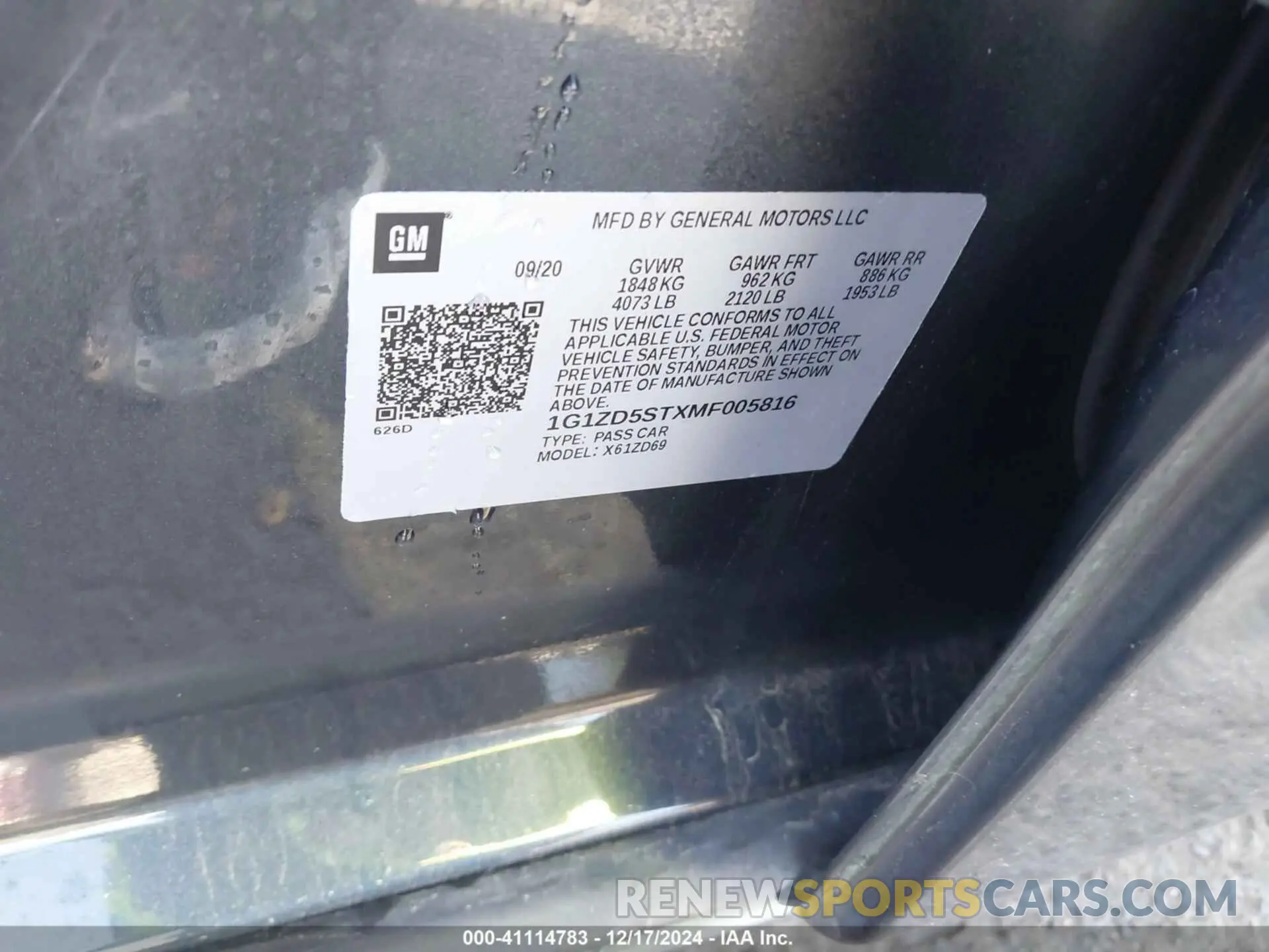 9 Фотография поврежденного автомобиля 1G1ZD5STXMF005816 CHEVROLET MALIBU 2021