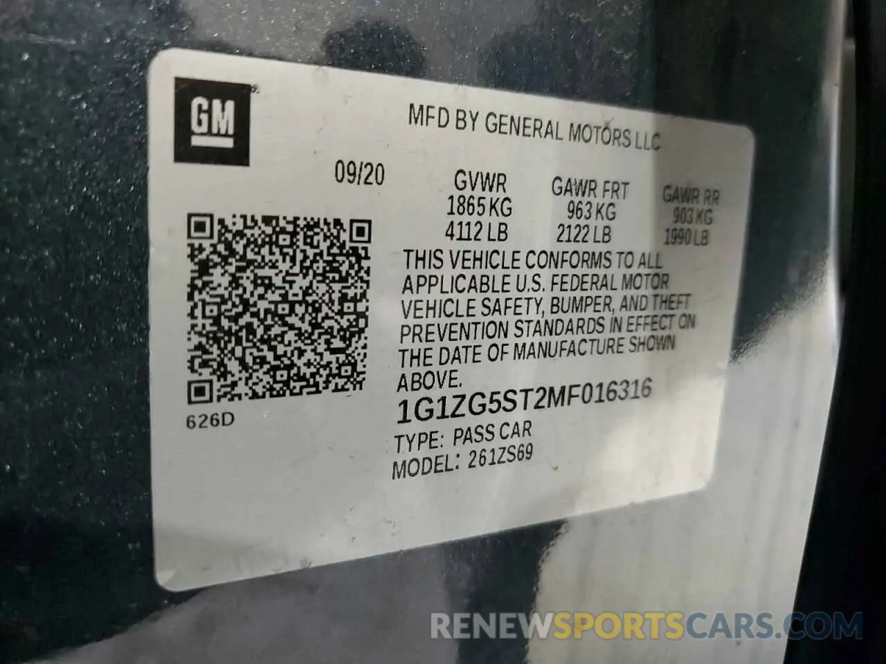 14 Photograph of a damaged car 1G1ZG5ST2MF016316 CHEVROLET MALIBU 2021