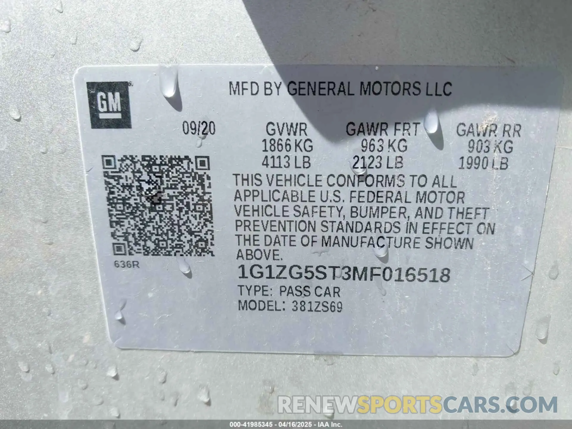 9 Photograph of a damaged car 1G1ZG5ST3MF016518 CHEVROLET MALIBU 2021