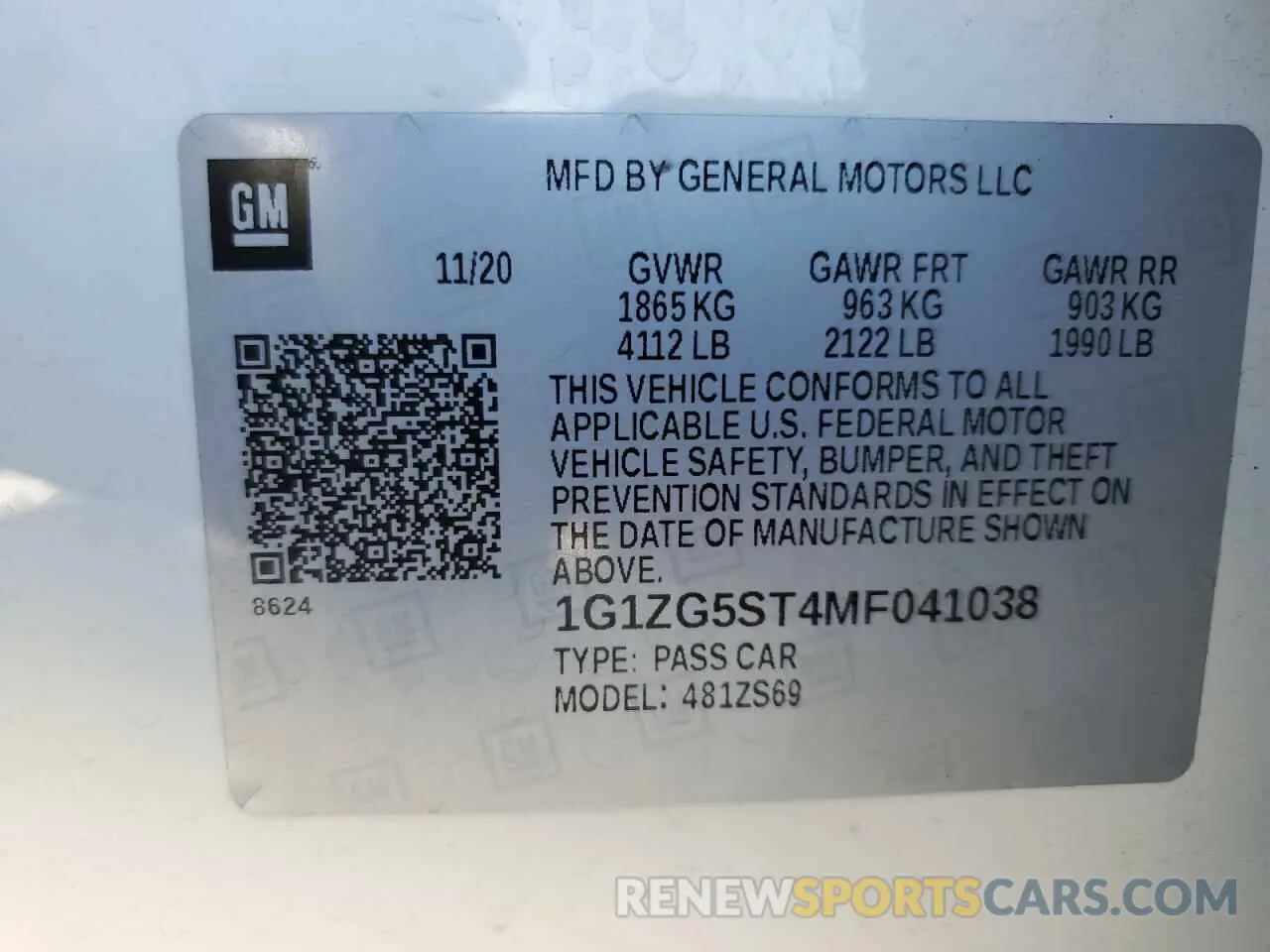 12 Photograph of a damaged car 1G1ZG5ST4MF041038 CHEVROLET MALIBU 2021