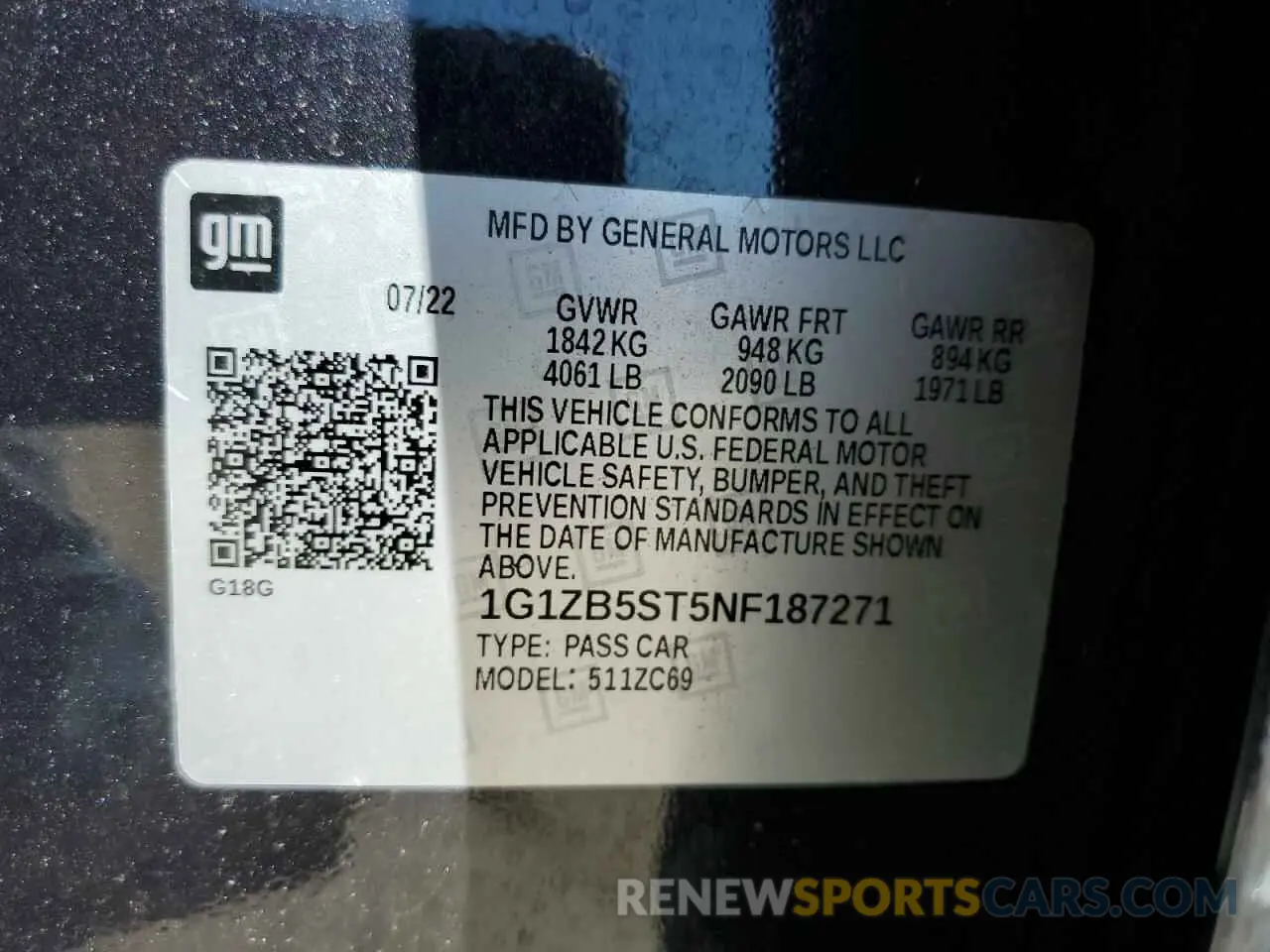 12 Photograph of a damaged car 1G1ZB5ST5NF187271 CHEVROLET MALIBU 2022