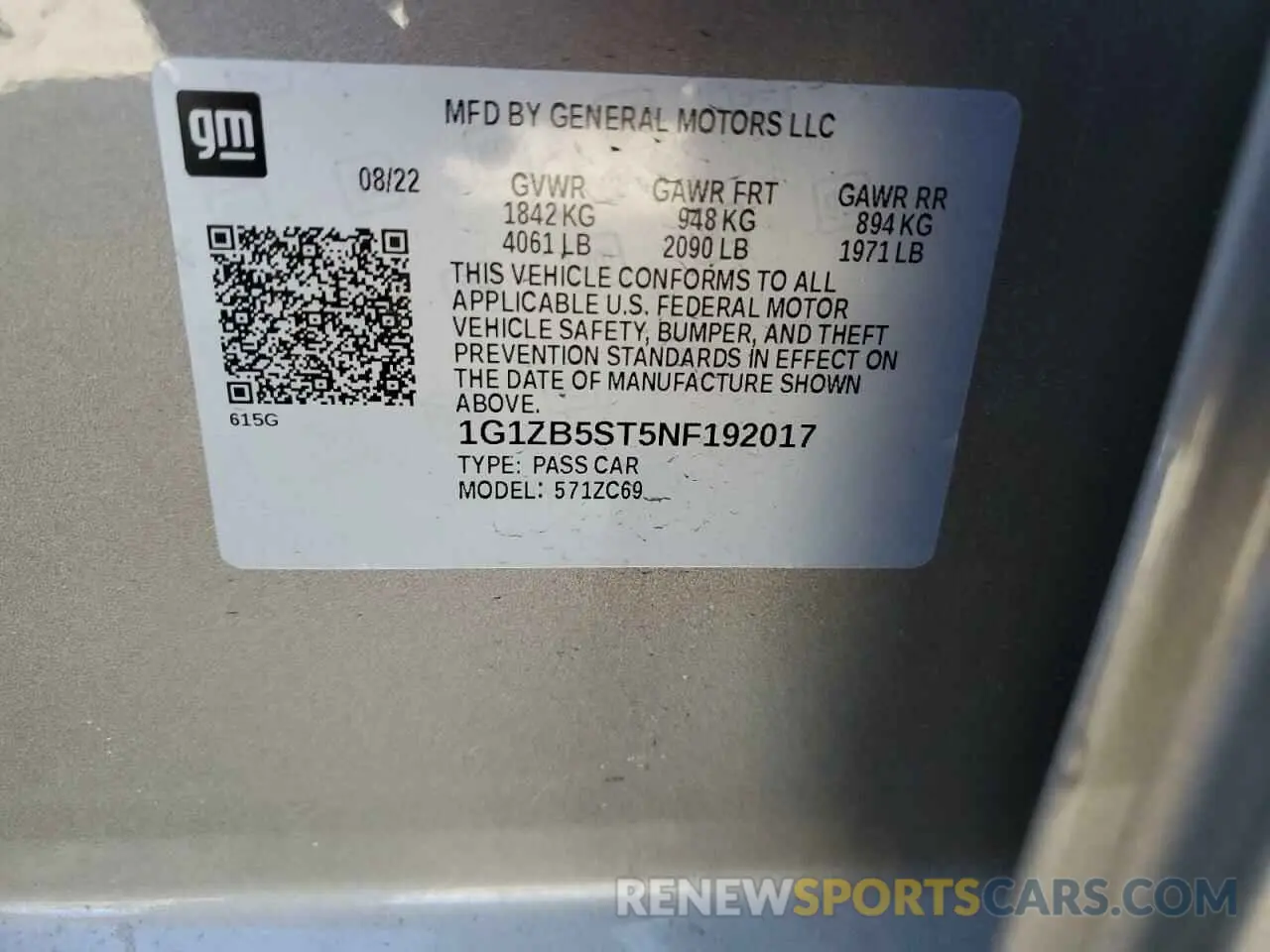 14 Photograph of a damaged car 1G1ZB5ST5NF192017 CHEVROLET MALIBU 2022