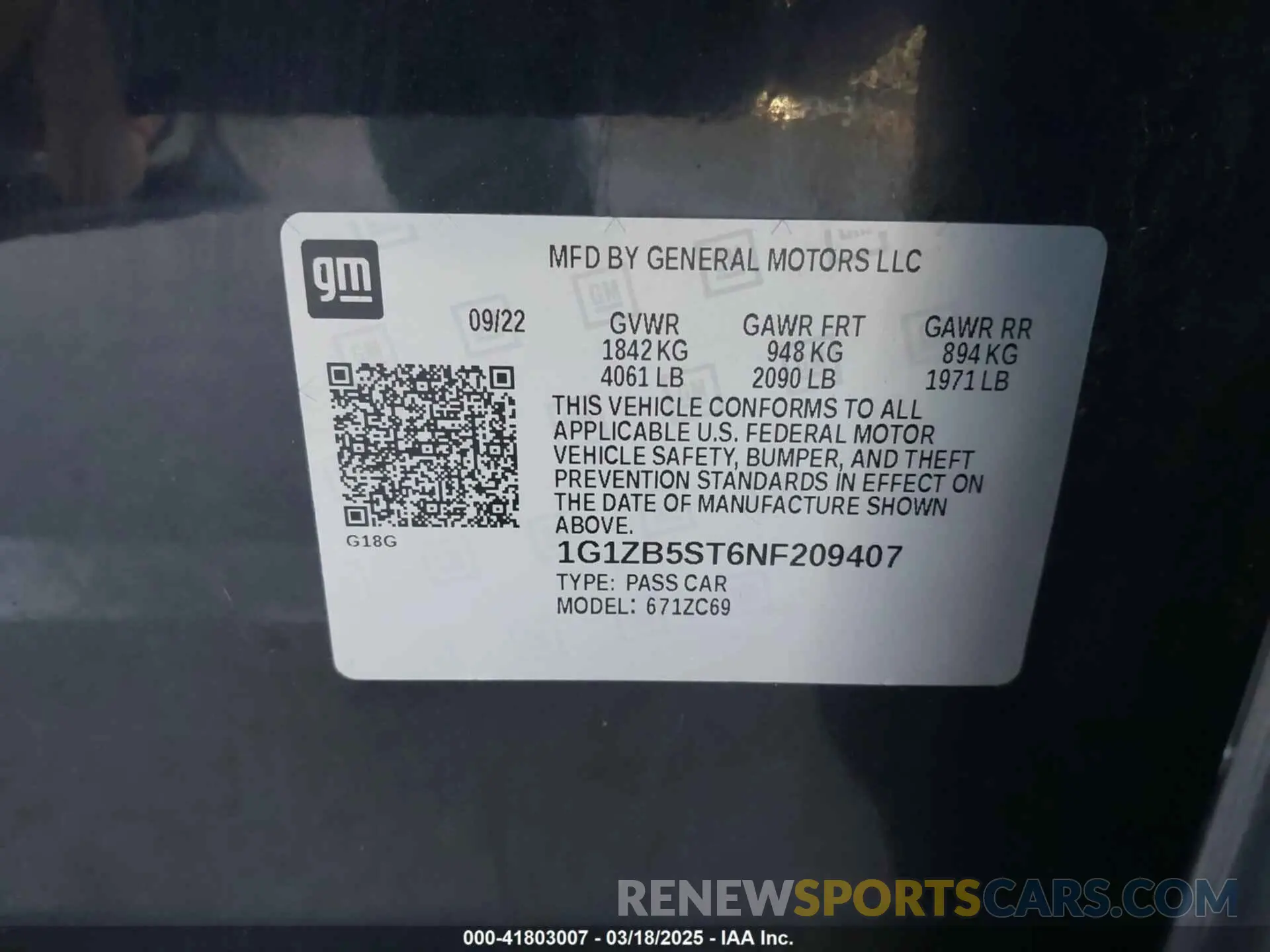 9 Photograph of a damaged car 1G1ZB5ST6NF209407 CHEVROLET MALIBU 2022