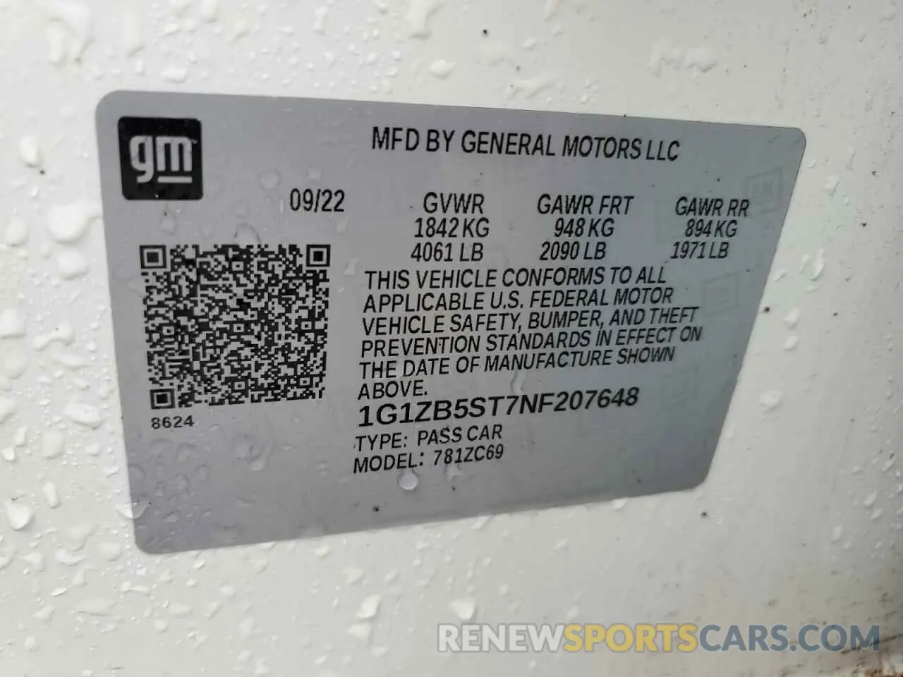 12 Photograph of a damaged car 1G1ZB5ST7NF207648 CHEVROLET MALIBU 2022