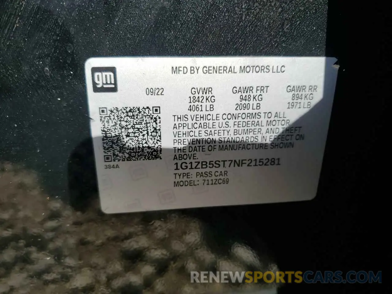 12 Photograph of a damaged car 1G1ZB5ST7NF215281 CHEVROLET MALIBU 2022