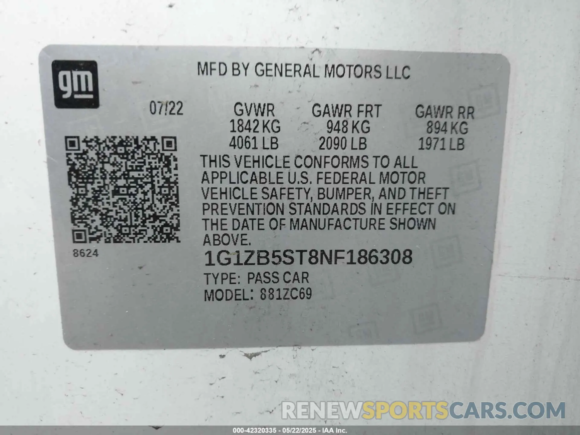 9 Photograph of a damaged car 1G1ZB5ST8NF186308 CHEVROLET MALIBU 2022