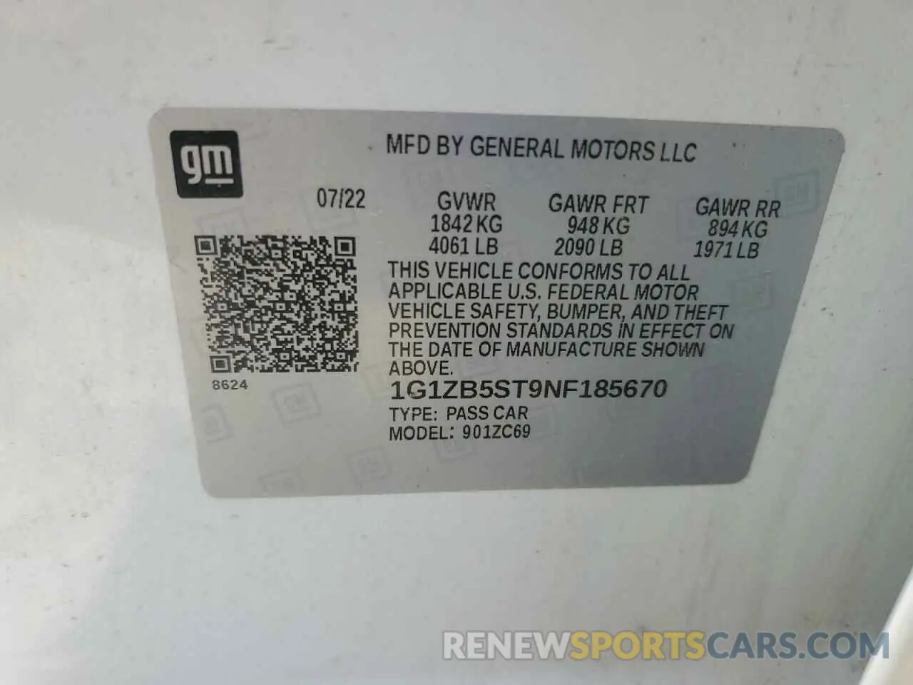 14 Photograph of a damaged car 1G1ZB5ST9NF185670 CHEVROLET MALIBU 2022