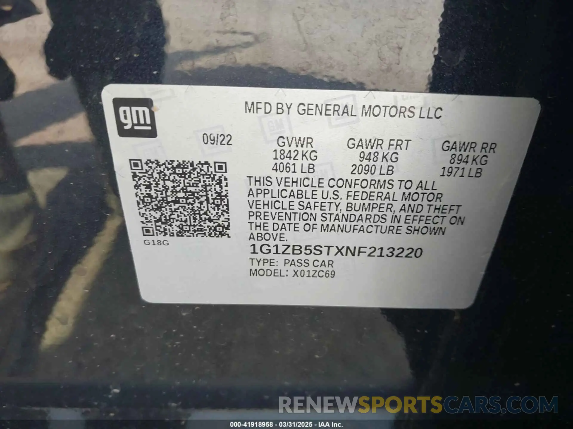 9 Photograph of a damaged car 1G1ZB5STXNF213220 CHEVROLET MALIBU 2022
