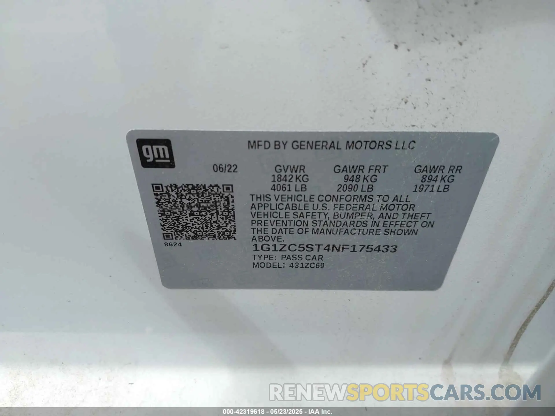 9 Фотография поврежденного автомобиля 1G1ZC5ST4NF175433 CHEVROLET MALIBU 2022