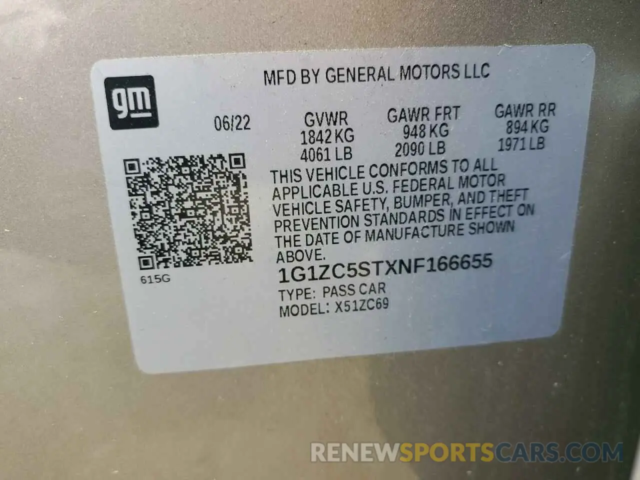 13 Photograph of a damaged car 1G1ZC5STXNF166655 CHEVROLET MALIBU 2022