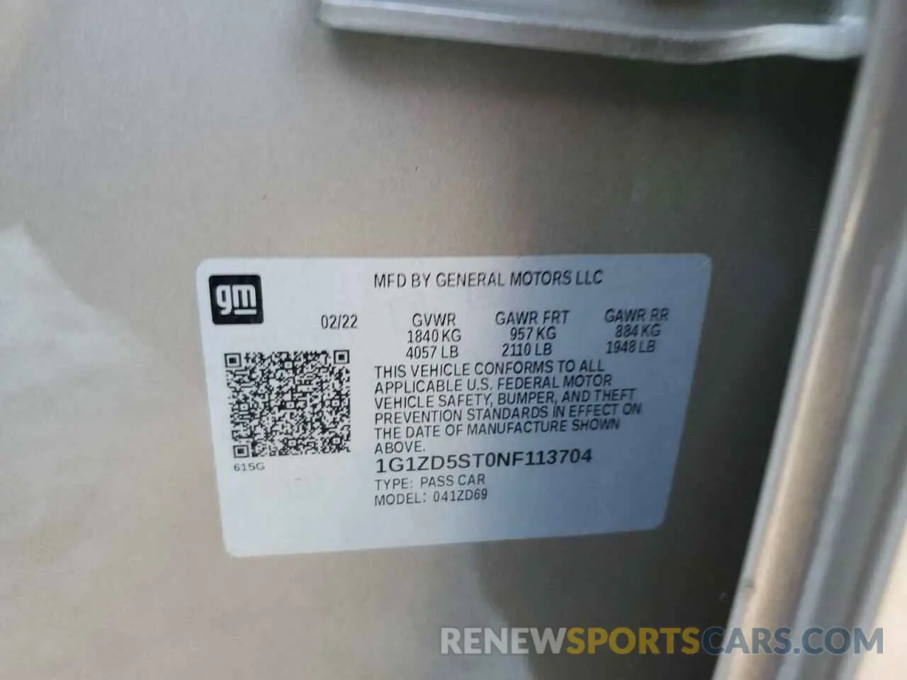 12 Photograph of a damaged car 1G1ZD5ST0NF113704 CHEVROLET MALIBU 2022