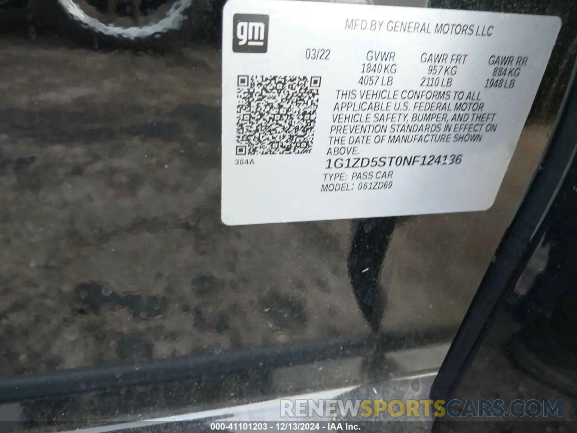 9 Фотография поврежденного автомобиля 1G1ZD5ST0NF124136 CHEVROLET MALIBU 2022