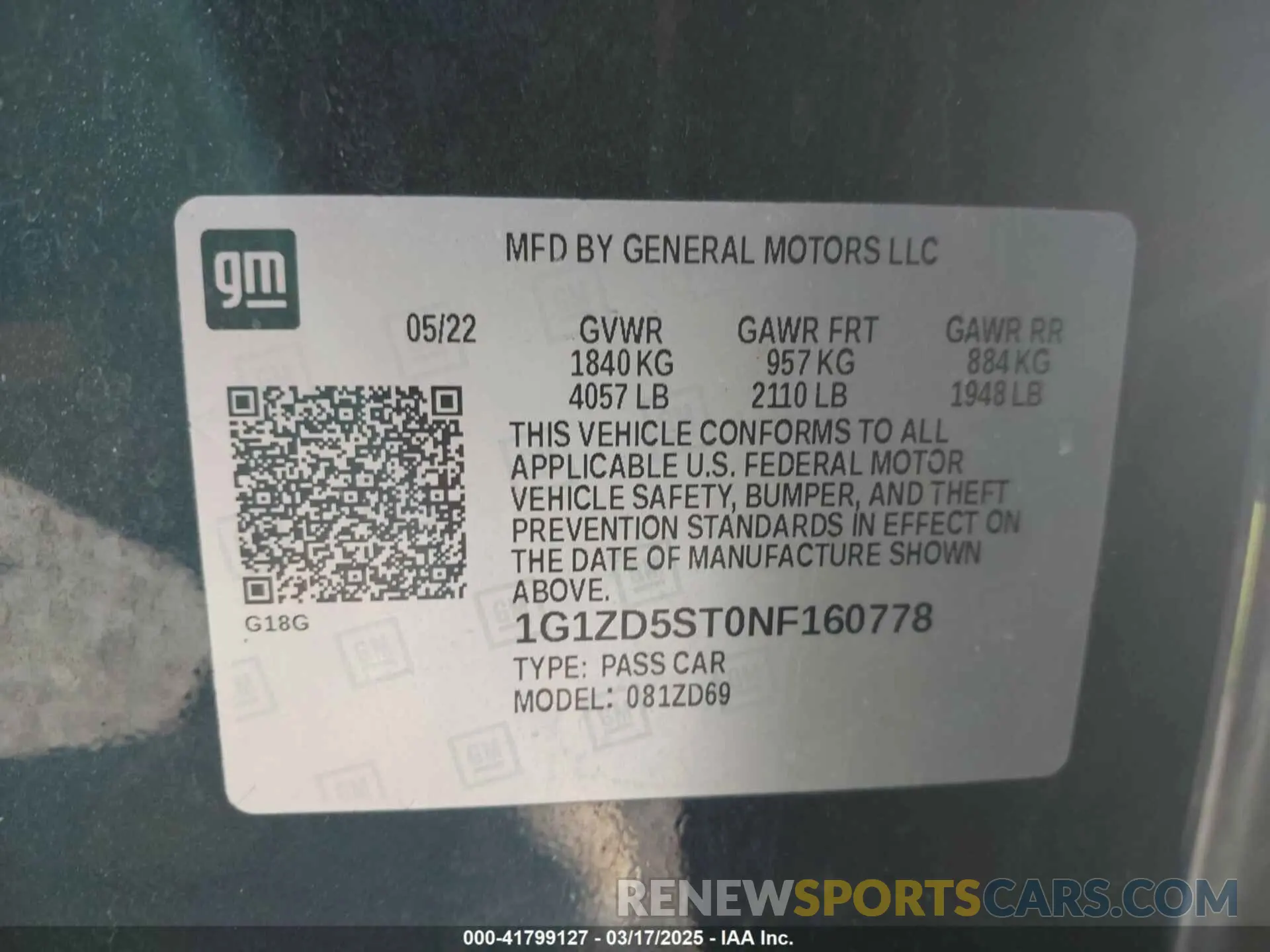 9 Photograph of a damaged car 1G1ZD5ST0NF160778 CHEVROLET MALIBU 2022