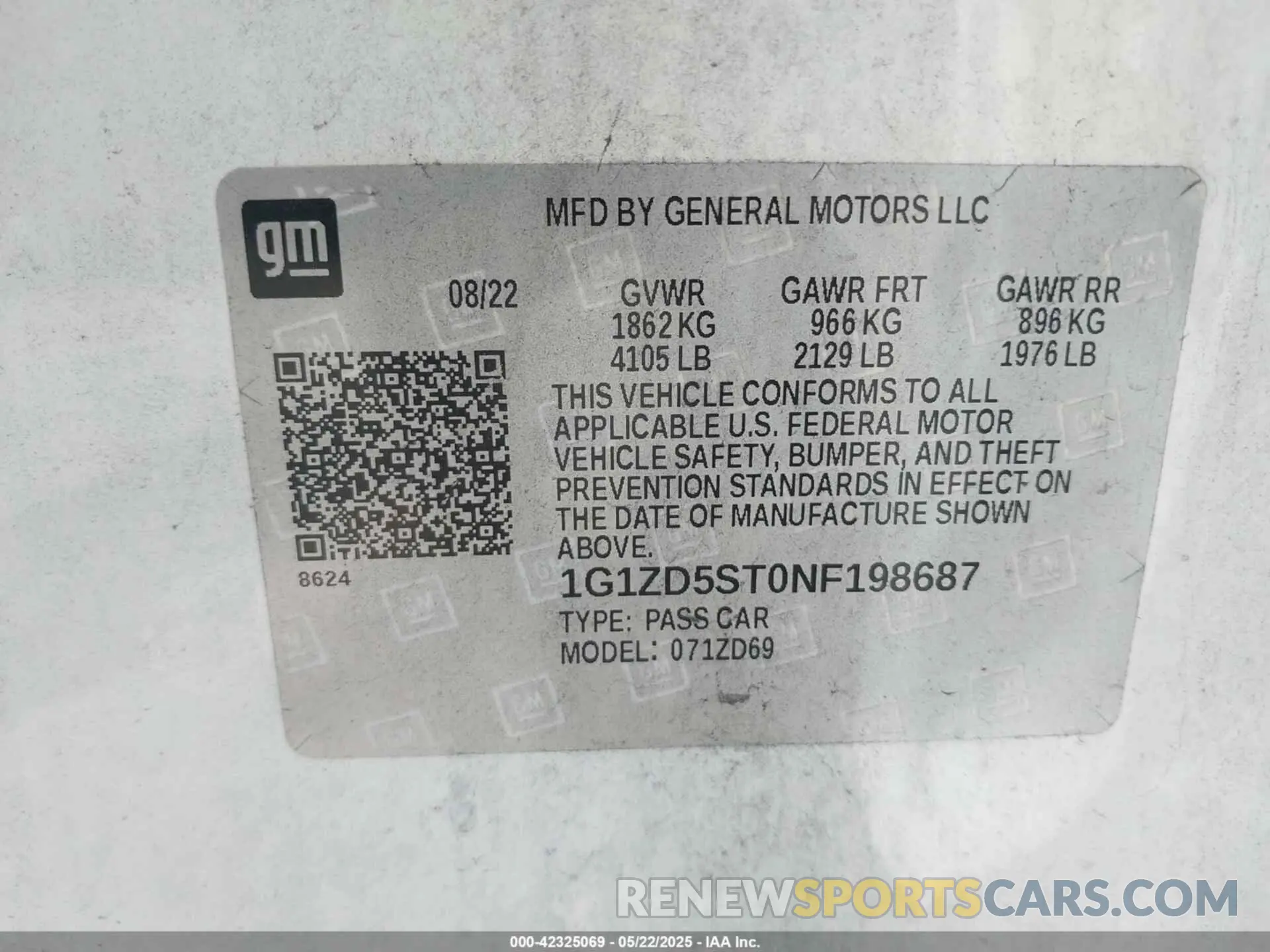 9 Photograph of a damaged car 1G1ZD5ST0NF198687 CHEVROLET MALIBU 2022