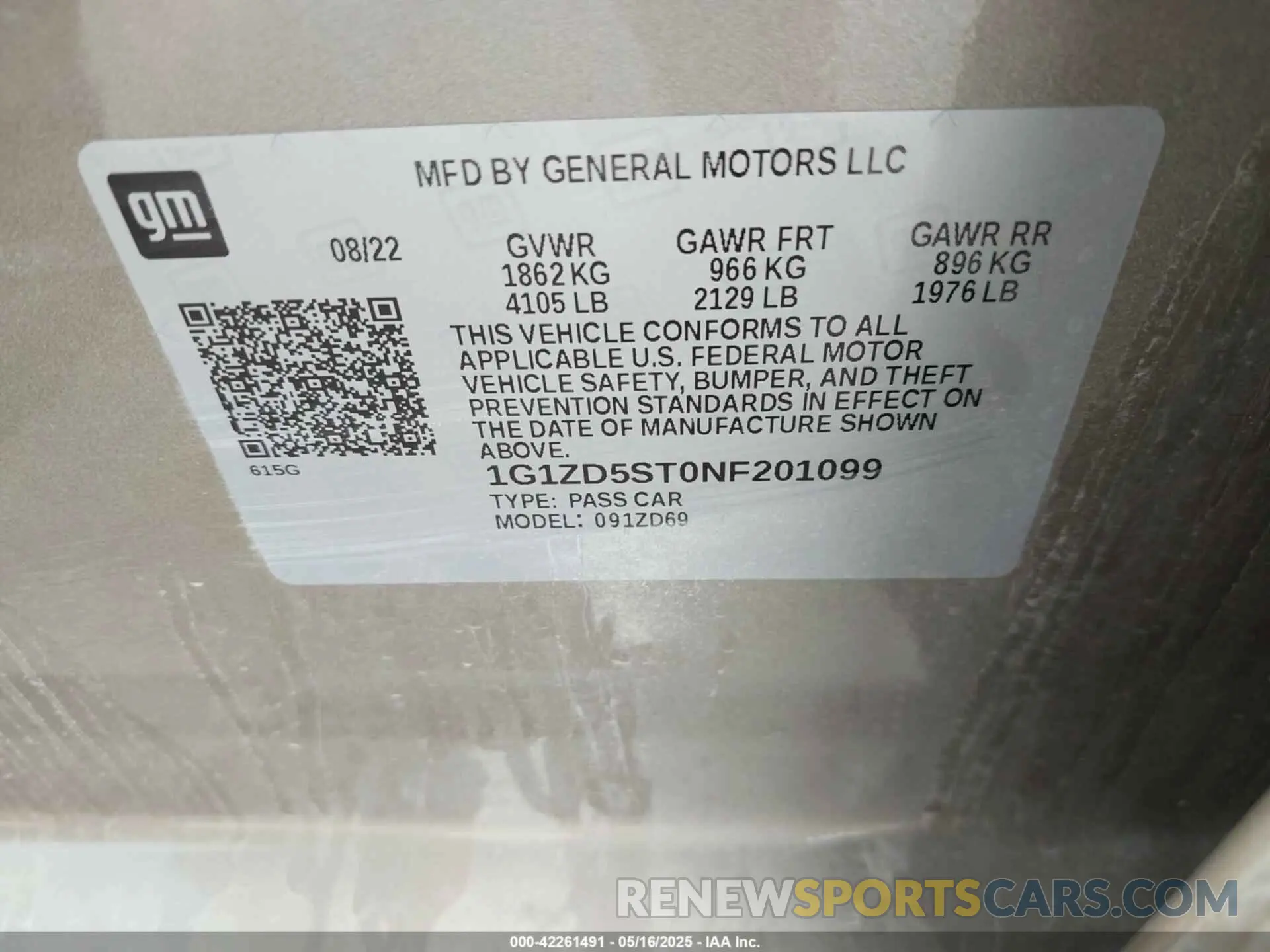 9 Photograph of a damaged car 1G1ZD5ST0NF201099 CHEVROLET MALIBU 2022