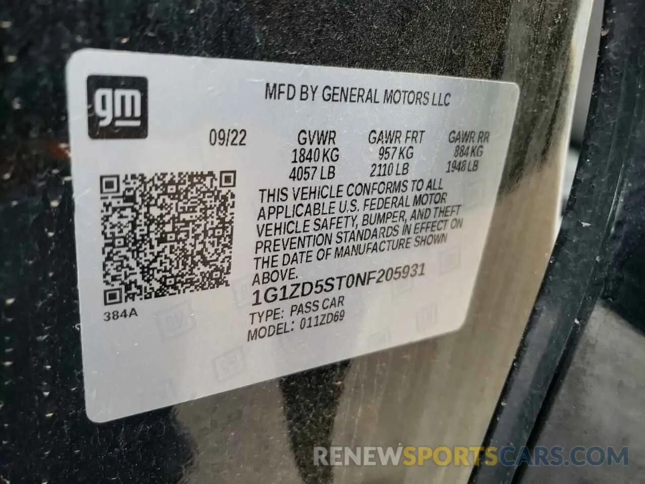 12 Photograph of a damaged car 1G1ZD5ST0NF205931 CHEVROLET MALIBU 2022