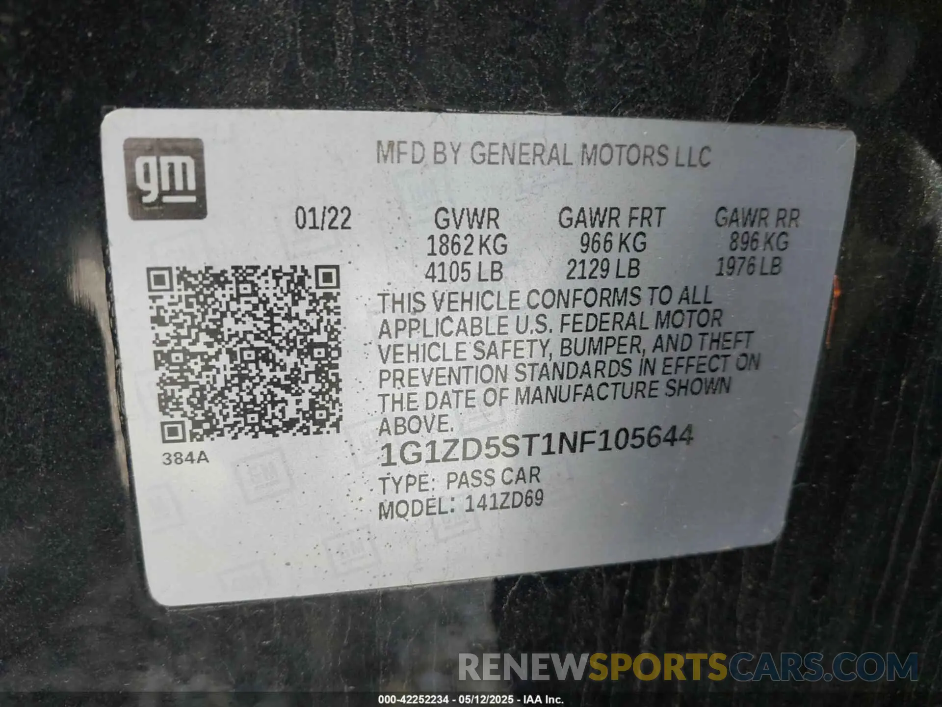 9 Photograph of a damaged car 1G1ZD5ST1NF105644 CHEVROLET MALIBU 2022