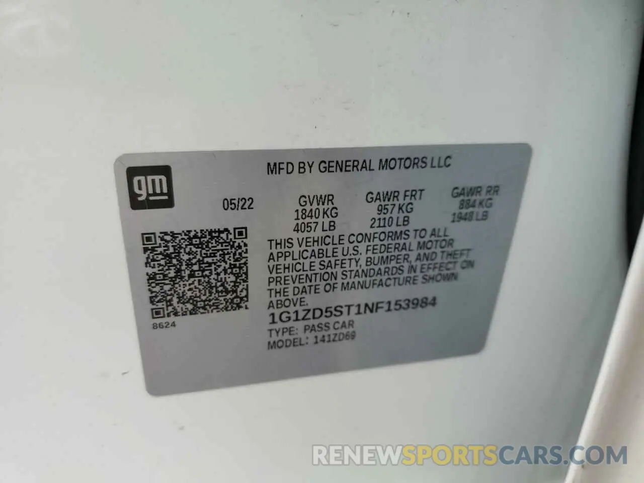 12 Фотография поврежденного автомобиля 1G1ZD5ST1NF153984 CHEVROLET MALIBU 2022
