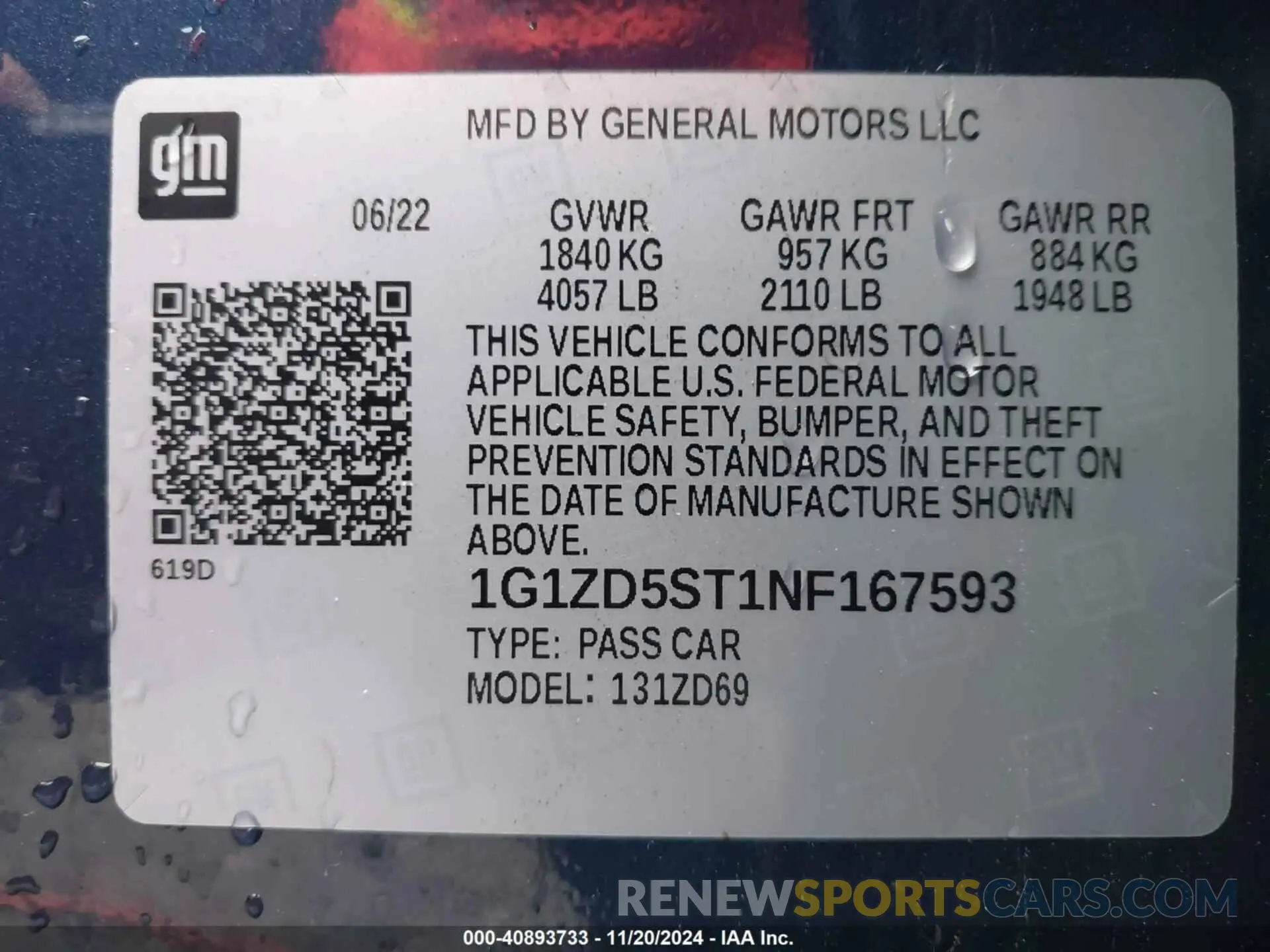 9 Фотография поврежденного автомобиля 1G1ZD5ST1NF167593 CHEVROLET MALIBU 2022