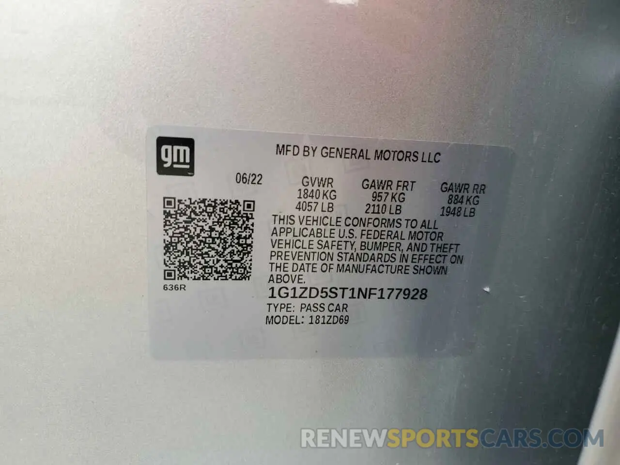 12 Photograph of a damaged car 1G1ZD5ST1NF177928 CHEVROLET MALIBU 2022