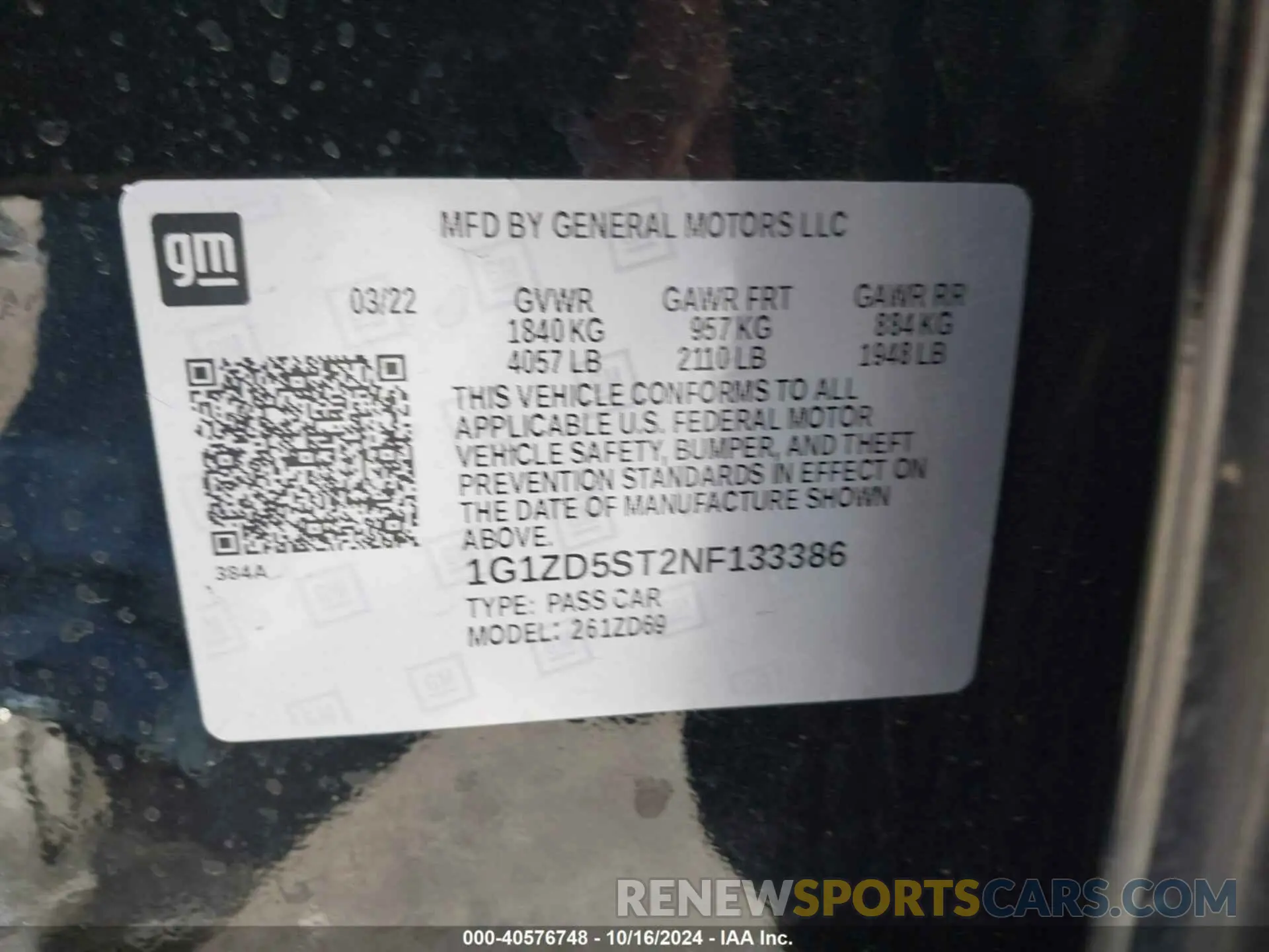 9 Фотография поврежденного автомобиля 1G1ZD5ST2NF133386 CHEVROLET MALIBU 2022