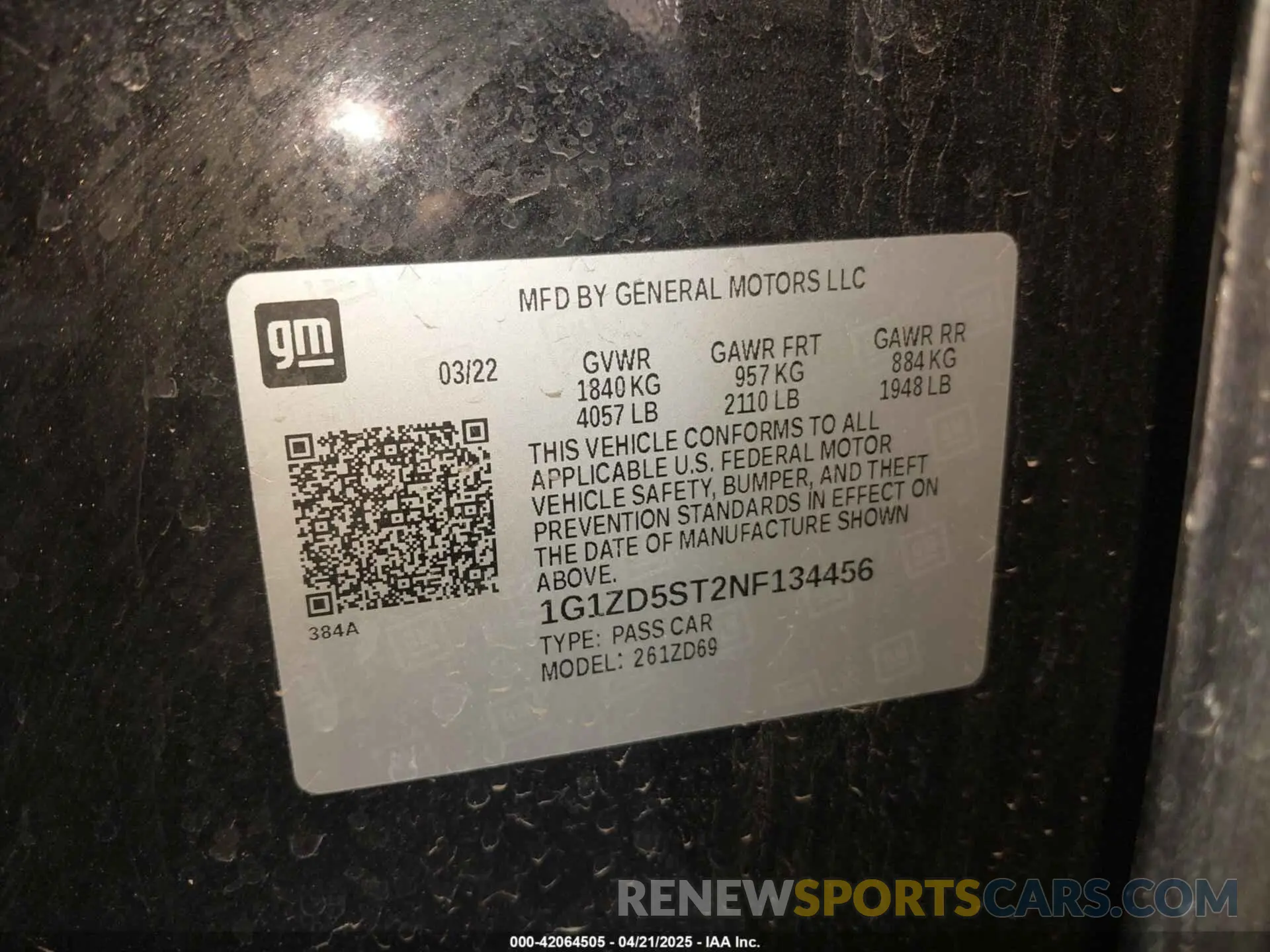 9 Photograph of a damaged car 1G1ZD5ST2NF134456 CHEVROLET MALIBU 2022