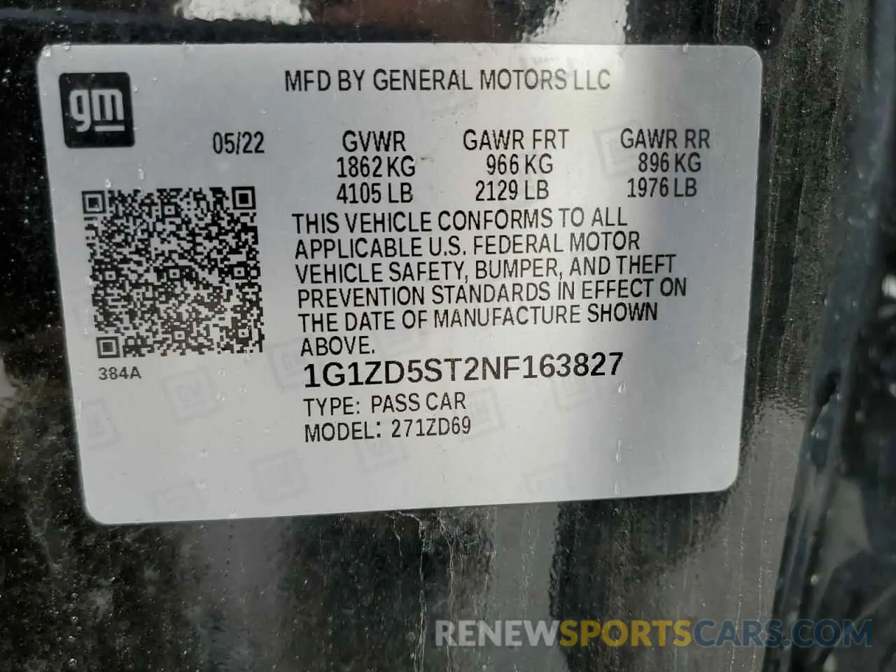 12 Photograph of a damaged car 1G1ZD5ST2NF163827 CHEVROLET MALIBU 2022